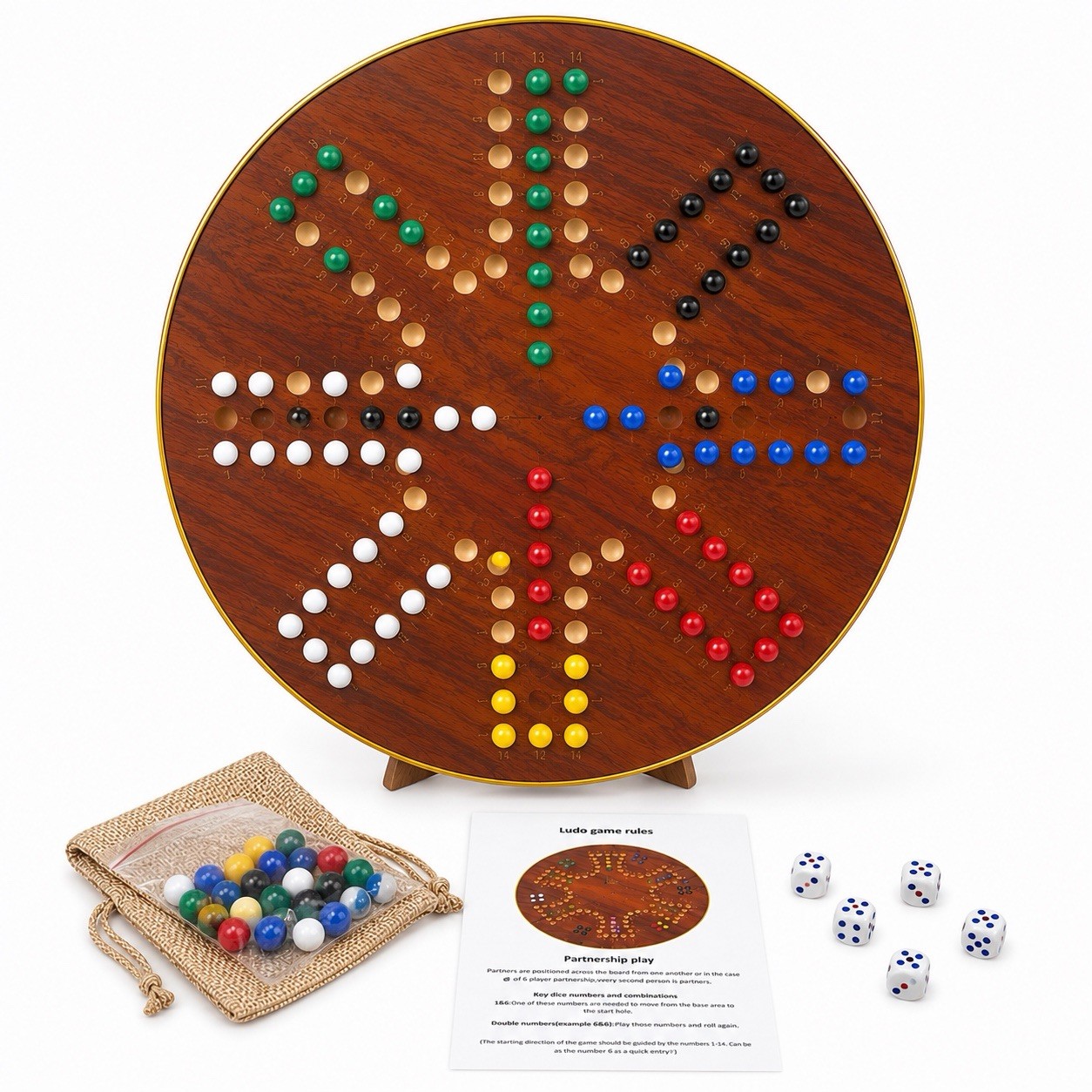 16” Double-Sided Wooden Marble Board Game Wahoo Fast Track Aggravation 2-6 P