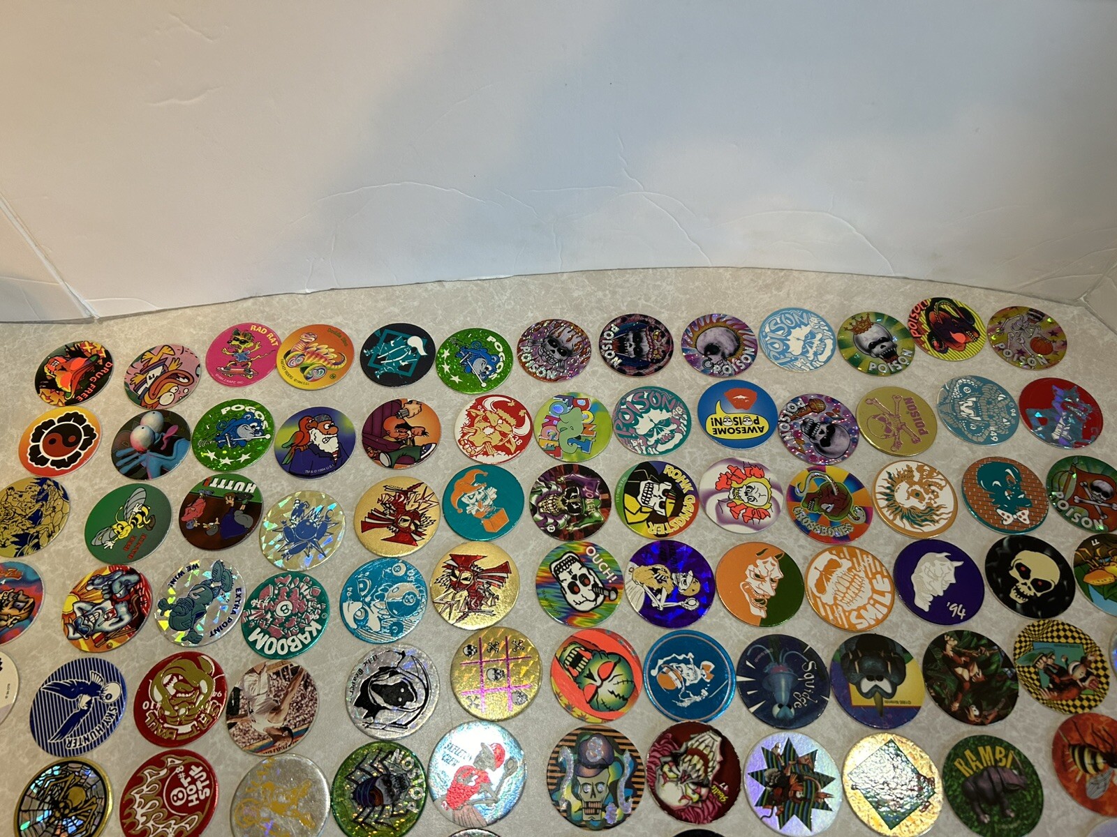 Pog Lot. 156 Pogs. Vintage 90s. 1 Slammer. 2 Plastic Containers