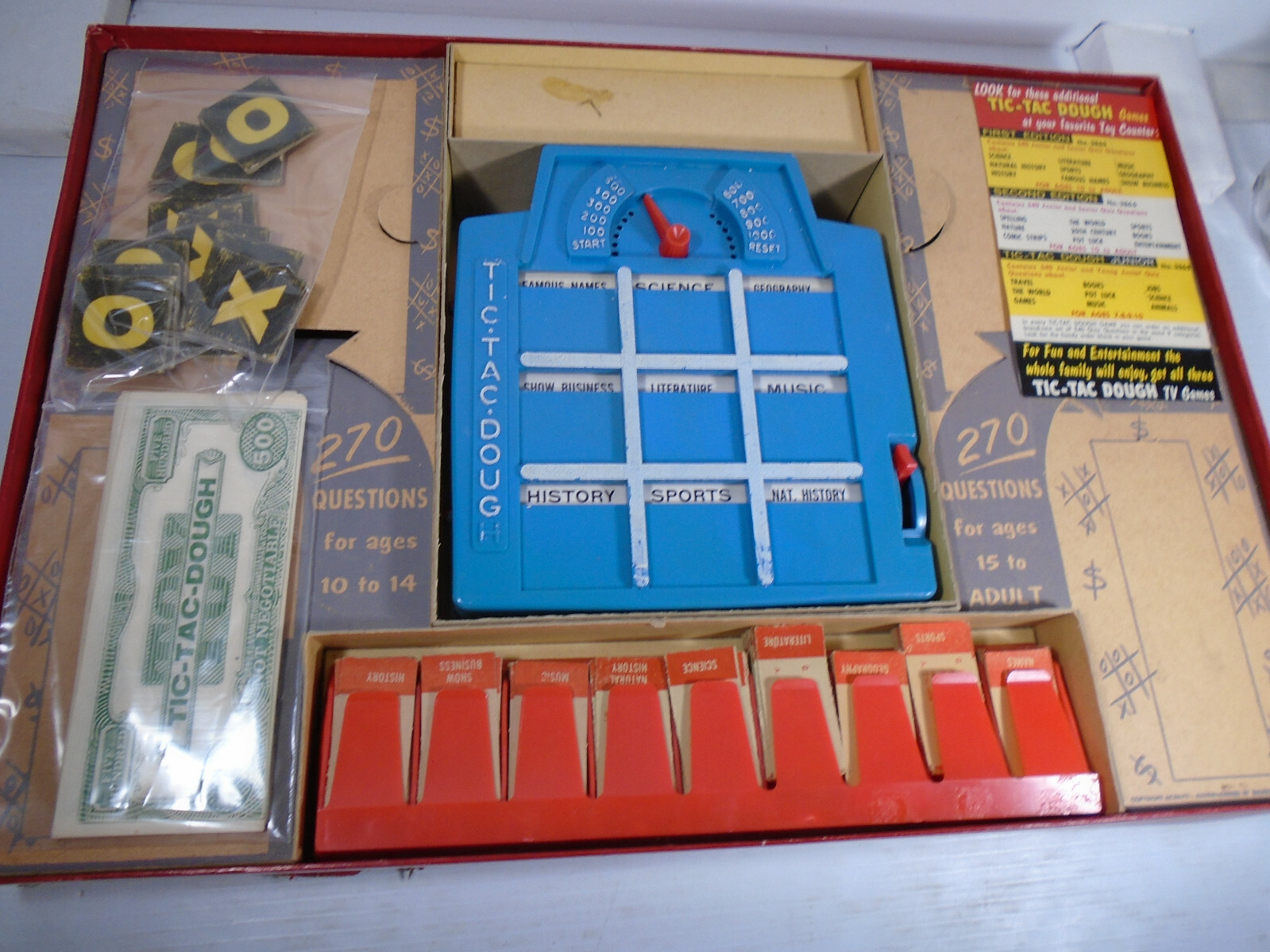 Vintage Transogram Tic Tac Dough TV Quiz Game Category Group 1 Jack Berry