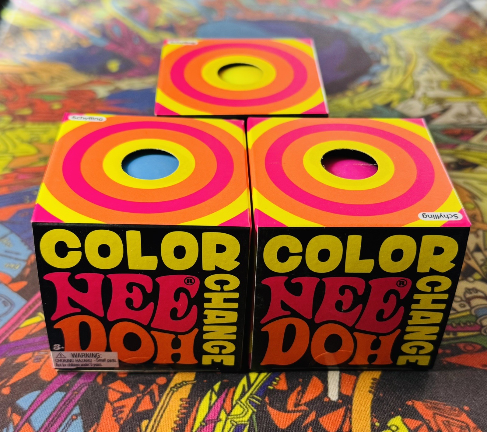 NeeDoh Nee Doh Color Change Yellow/Pink/Blue USA 100% Authentic Set/Lot of X3