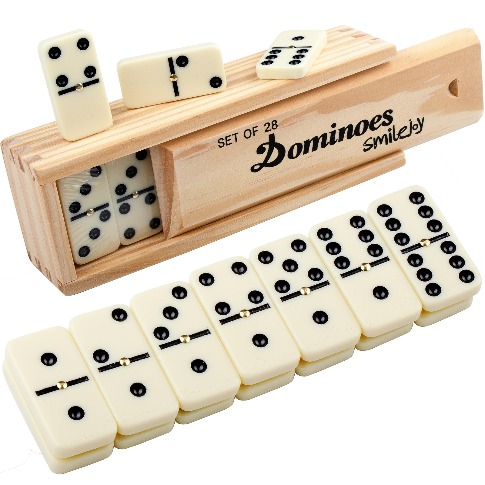 Dominoes Set for Adults Classic Board Games Double 6 Set in Wood Case