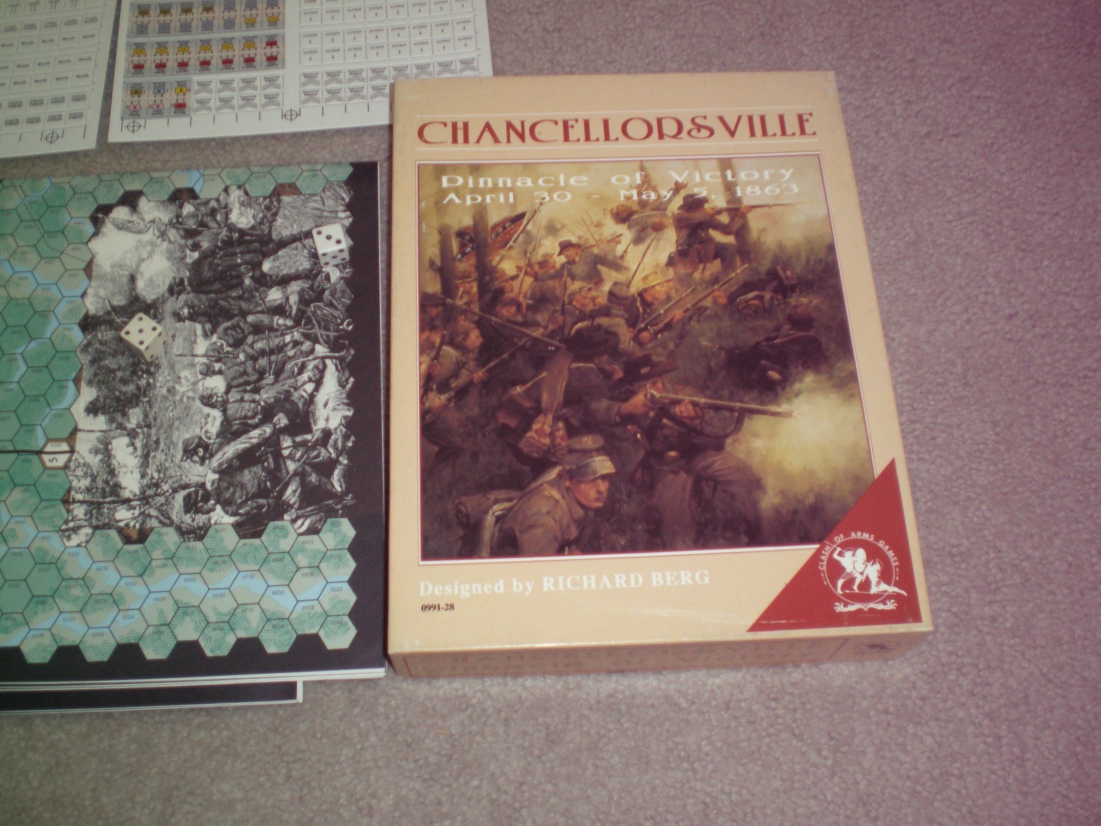 Chancellorsville by Clash of Arms Games & Richard Berg War Game Board Unpunched