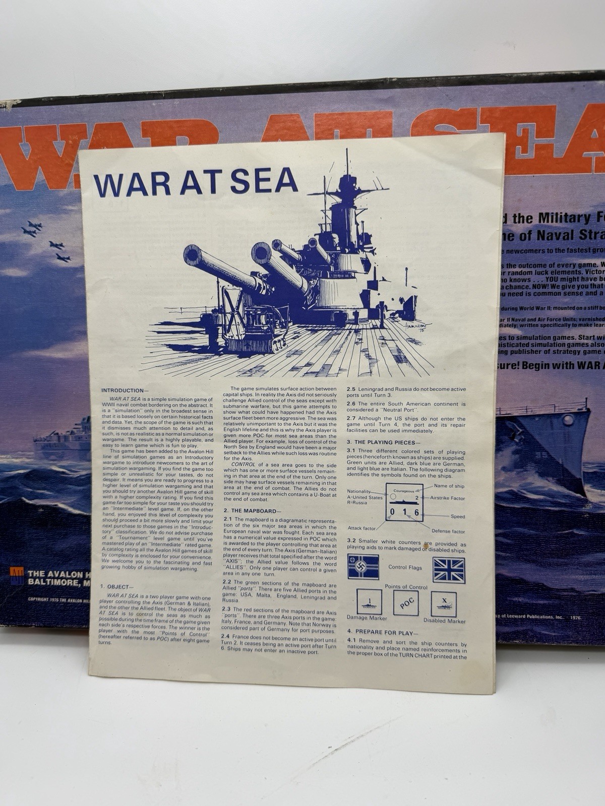 1976 War at Sea Game by Avalon Hill Complete in Great Condition FREE SHIPPING