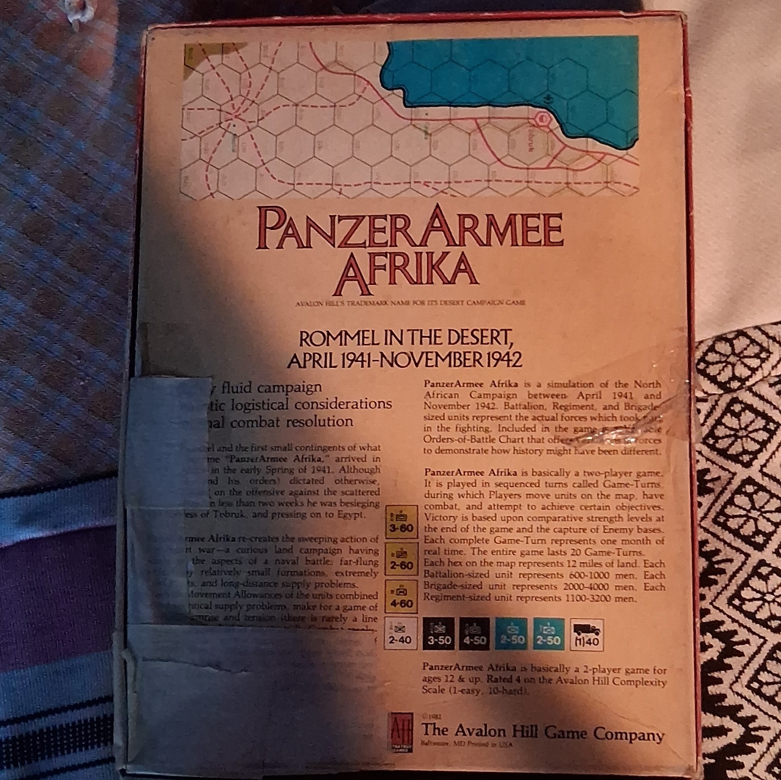 The Avalon Hill Game Company PanzerArmee Afrika War Board Game 2 Player Ages 12+