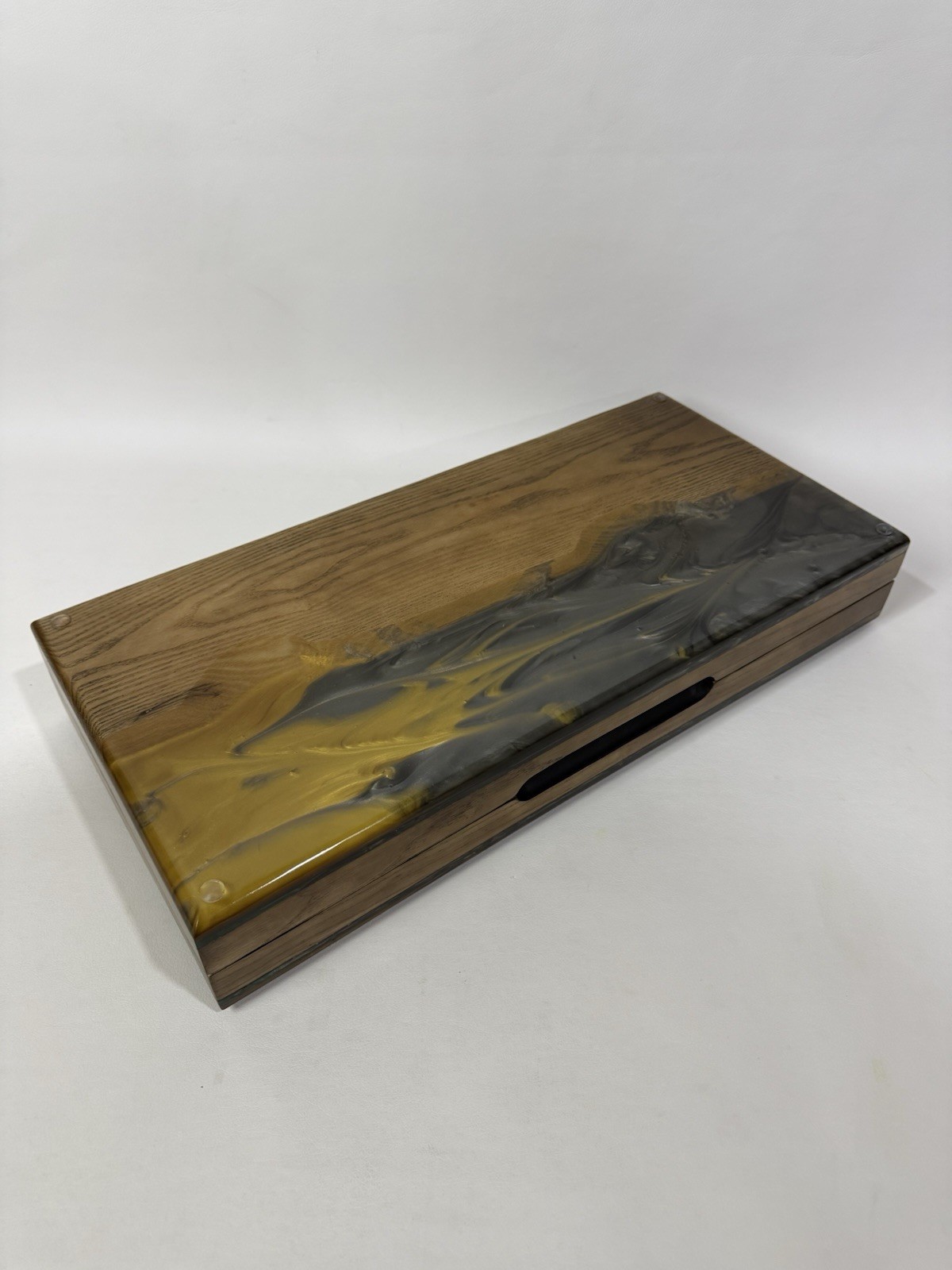 Exclusive Gold Backgammon Board, Wood & Epoxy Resin, Handmade Luxury Game Set