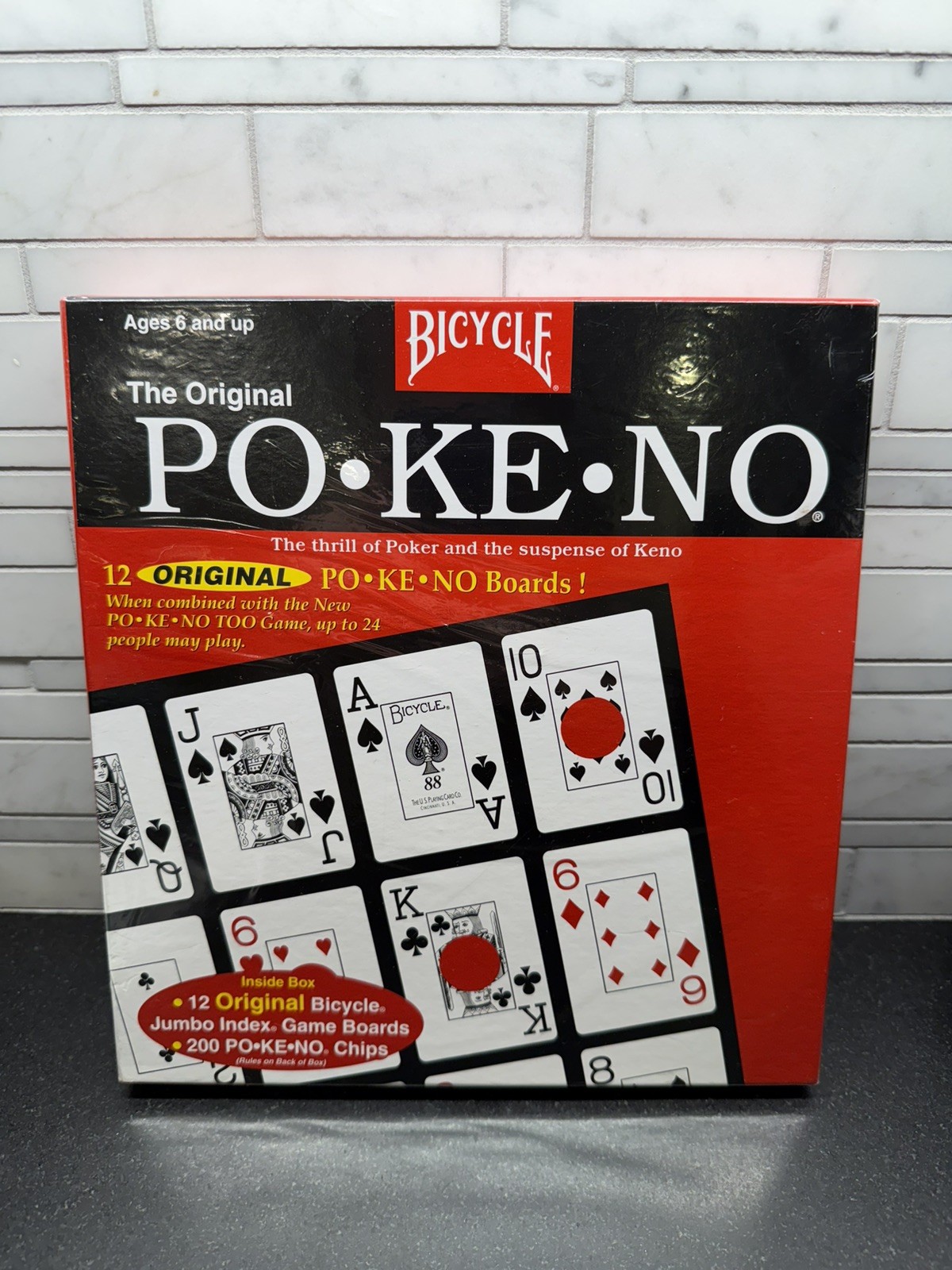 Bicycle Pokeno Original Game 12 Jumbo Index Boards 200 Chips New Sealed
