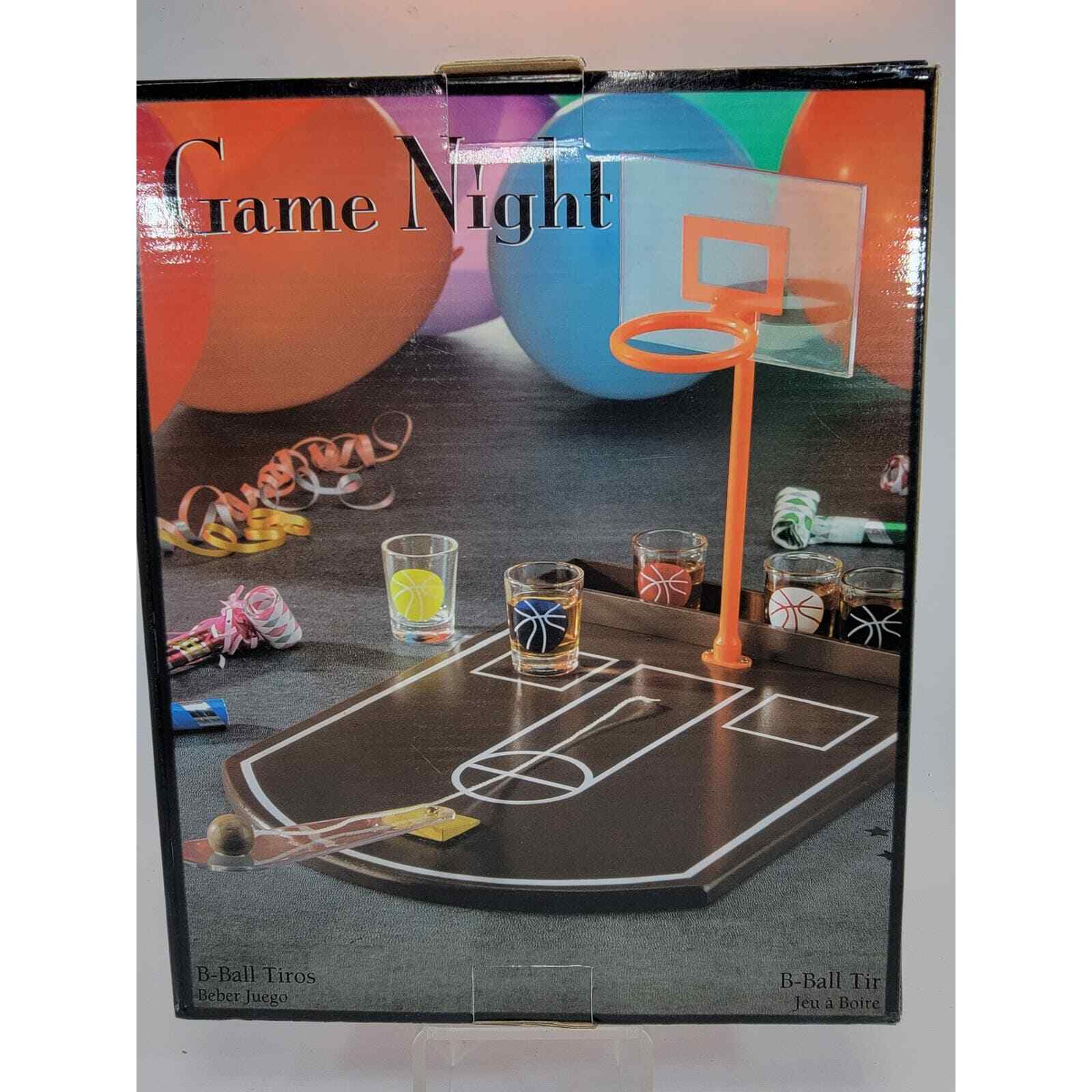 GAME NIGHT, B-BALL SHOTS, ADULT BASKETBALL SHOT DRINKING GAME, W/ 6 GLASSES, NEW