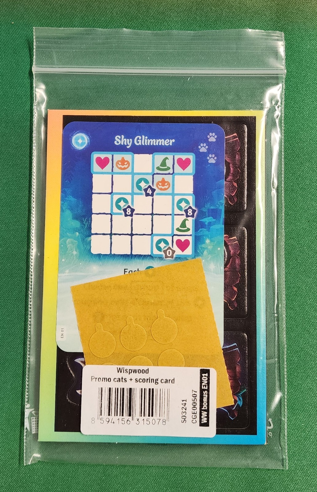 Wispwood Board Game Promo Cats & Scoring Card with Free Shipping no Base Game