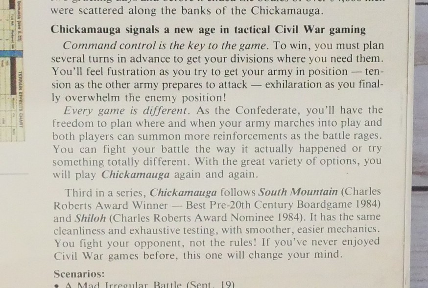 West End Games, Chickamauga: The Confederacy’s Last Hope, Sealed
