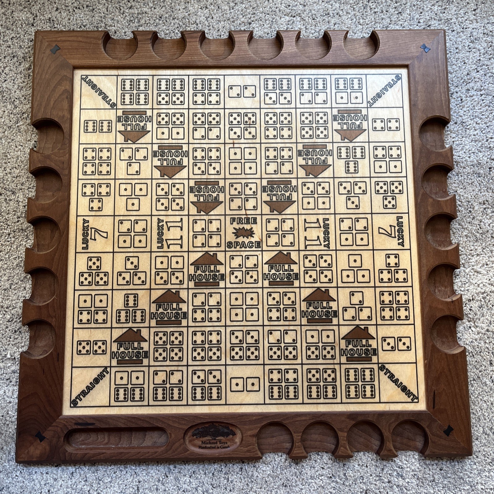 Michaud Toys Dice Poker Game Board Handcrafted In Canada