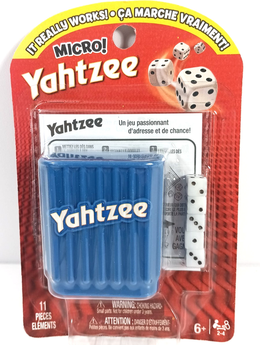 Hasbro Travel Small Micro Yahtzee Complete Dice Game Cup Score Instructions