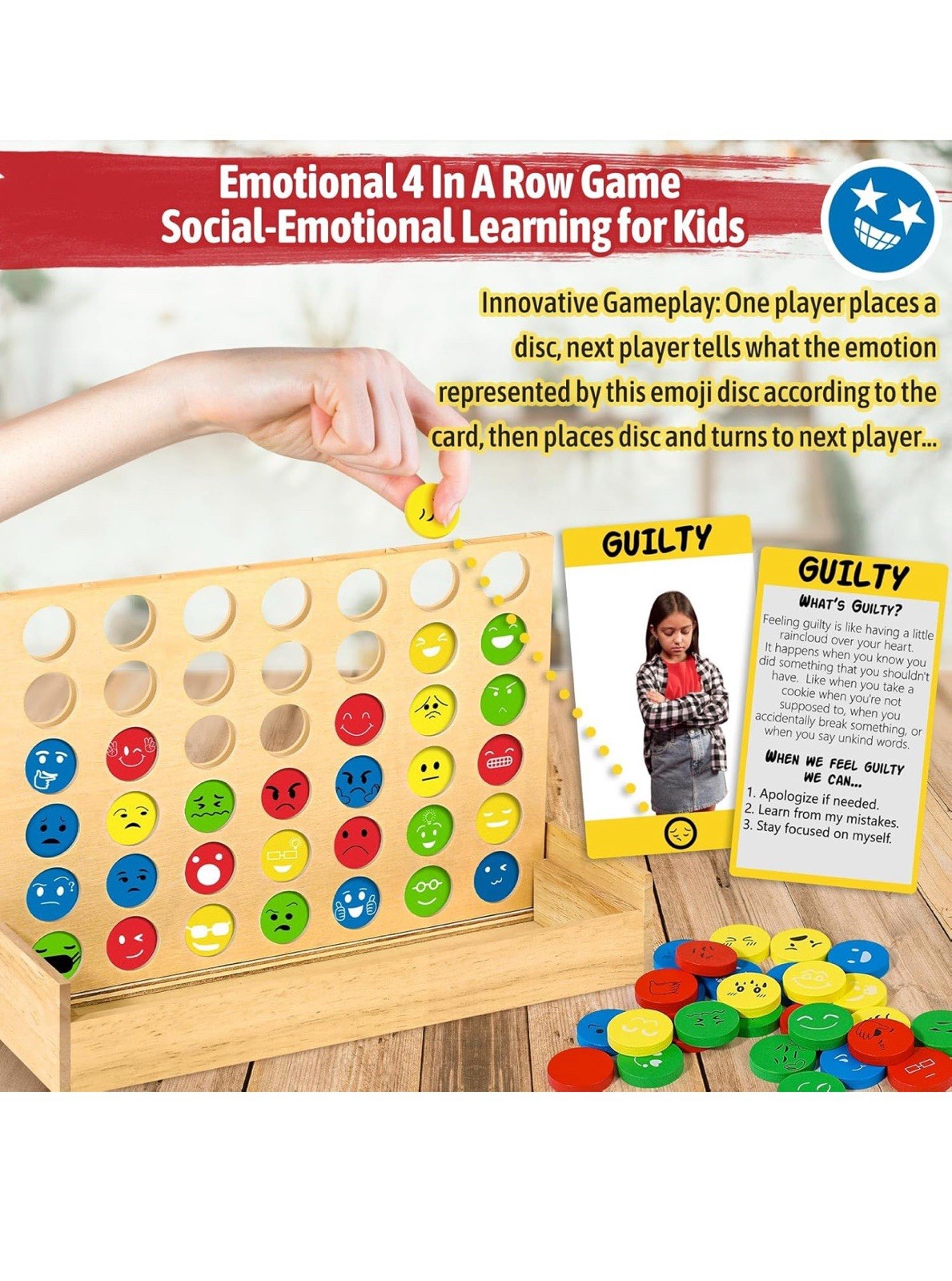 Social Emotional Learning Therapy Games for Kids, w/56 Emotion Cards, Connect…