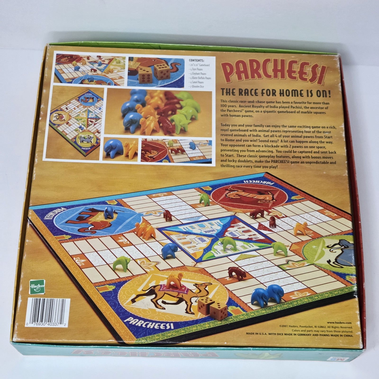 Parcheesi The Classic Game of India Milton Bradley Board Game 100% Complete 2001