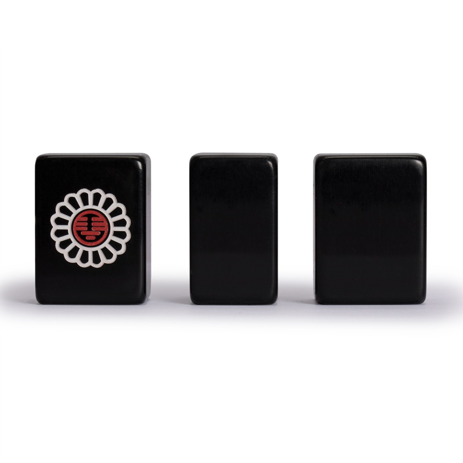 Chinese Mahjong Game Set, “Jet Set” with 148 Black Tiles and Wooden Case