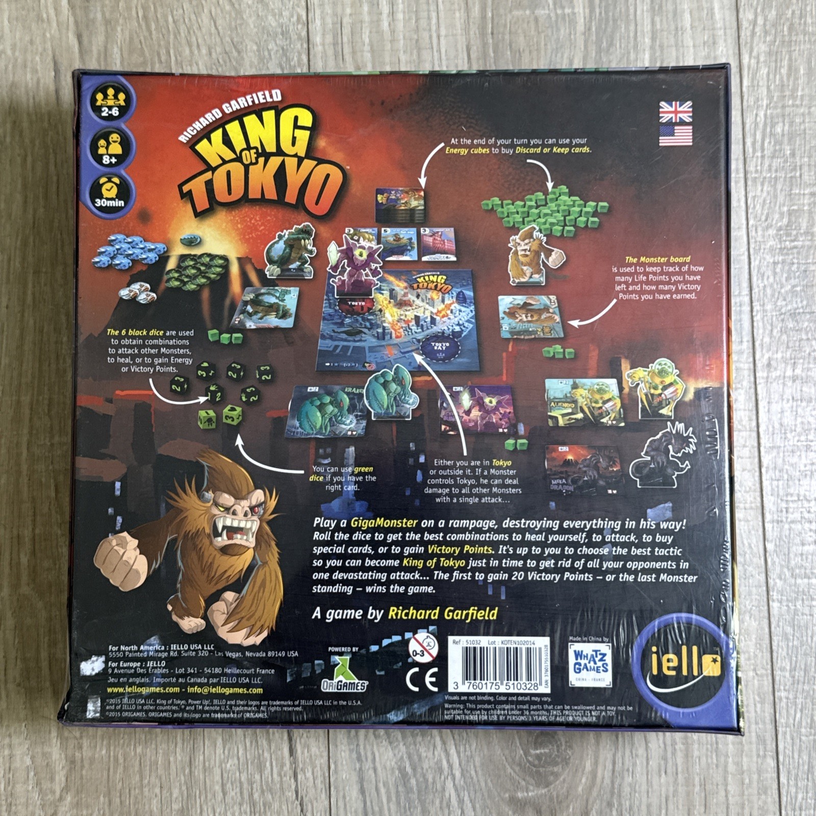 King of Tokyo Monster Board Game Richard Garfield 2014 iello Strategy New/Sealed