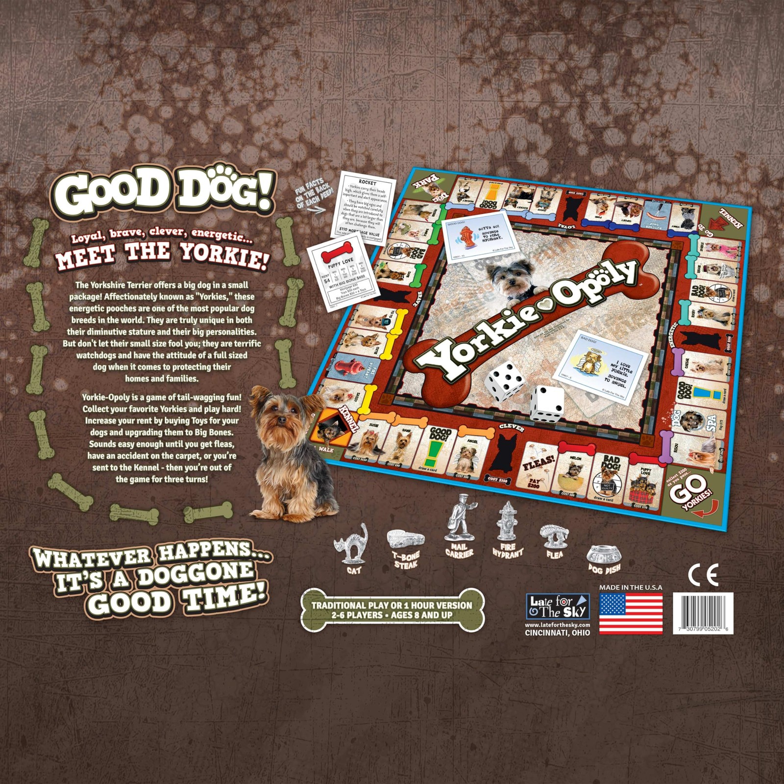 Late For The Sky Yorkie-Opoly Dog Board Game For Yorkshire Terrier Lovers