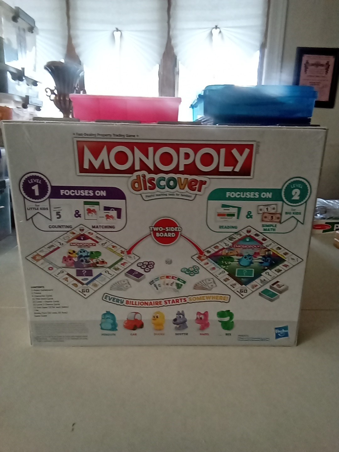 Monopoly Junior Board Game, 2-Sided Gameboard, 2 Games in 1,By Hasbro NEW SEALED