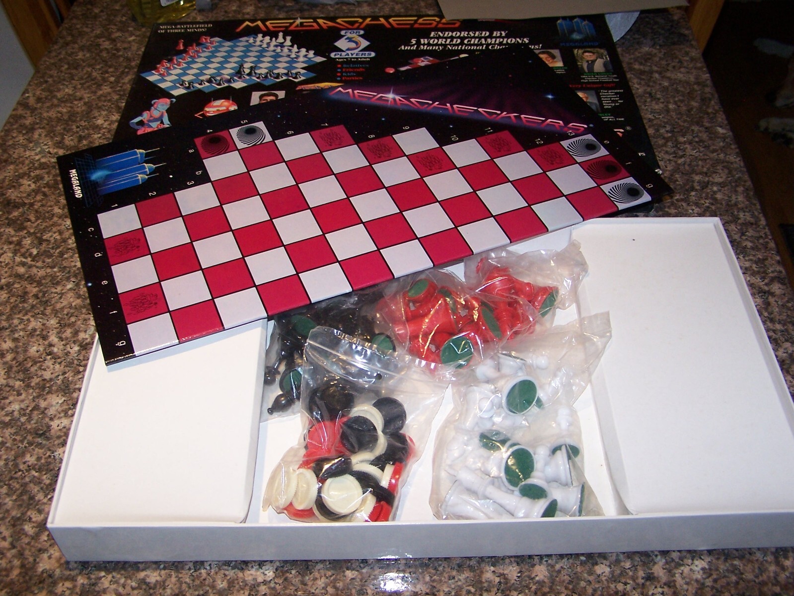 Megachess For 3 Players , With Megacheckers Two Games In One, Board Game – NEW