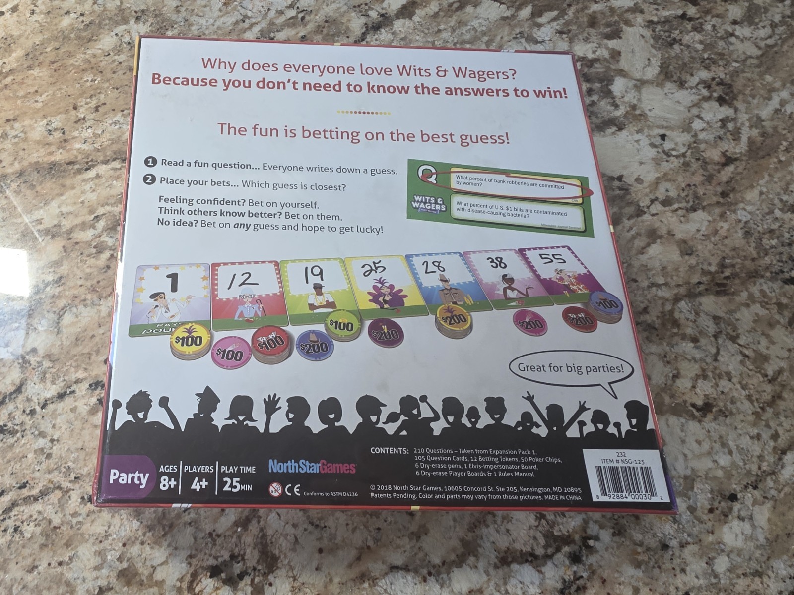 North Star Games Wits & Wagers Players 4+ For Ages 8+ Party Edition Board Game