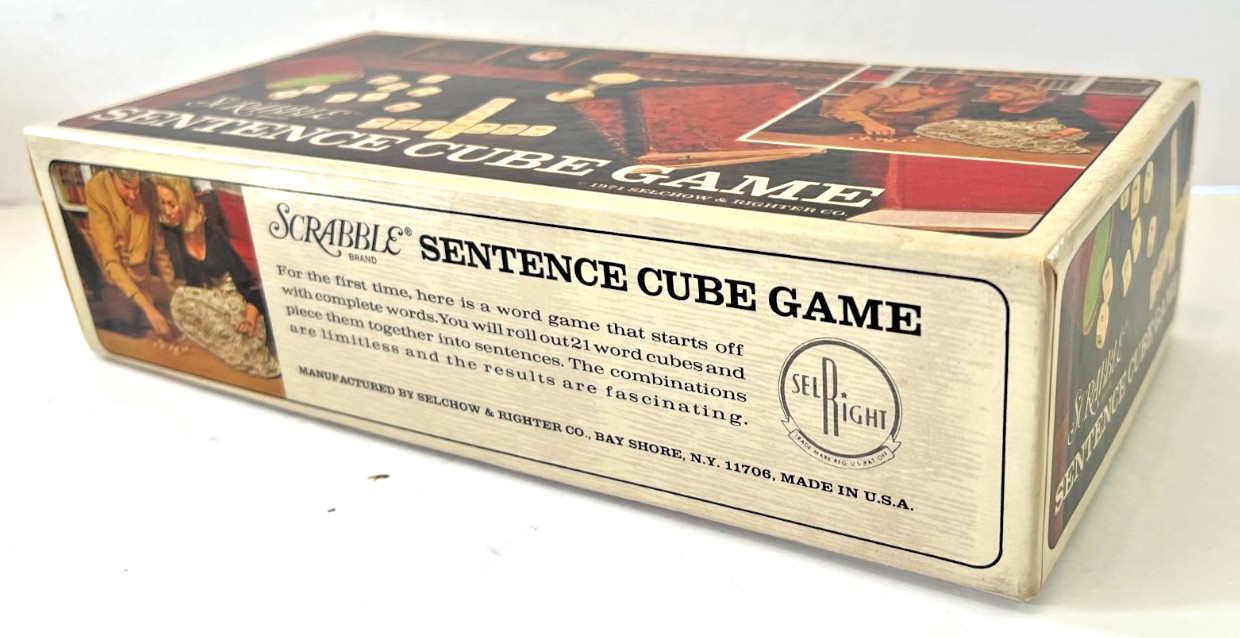 Vintage 1971 Scrabble Sentence Cube Game Complete