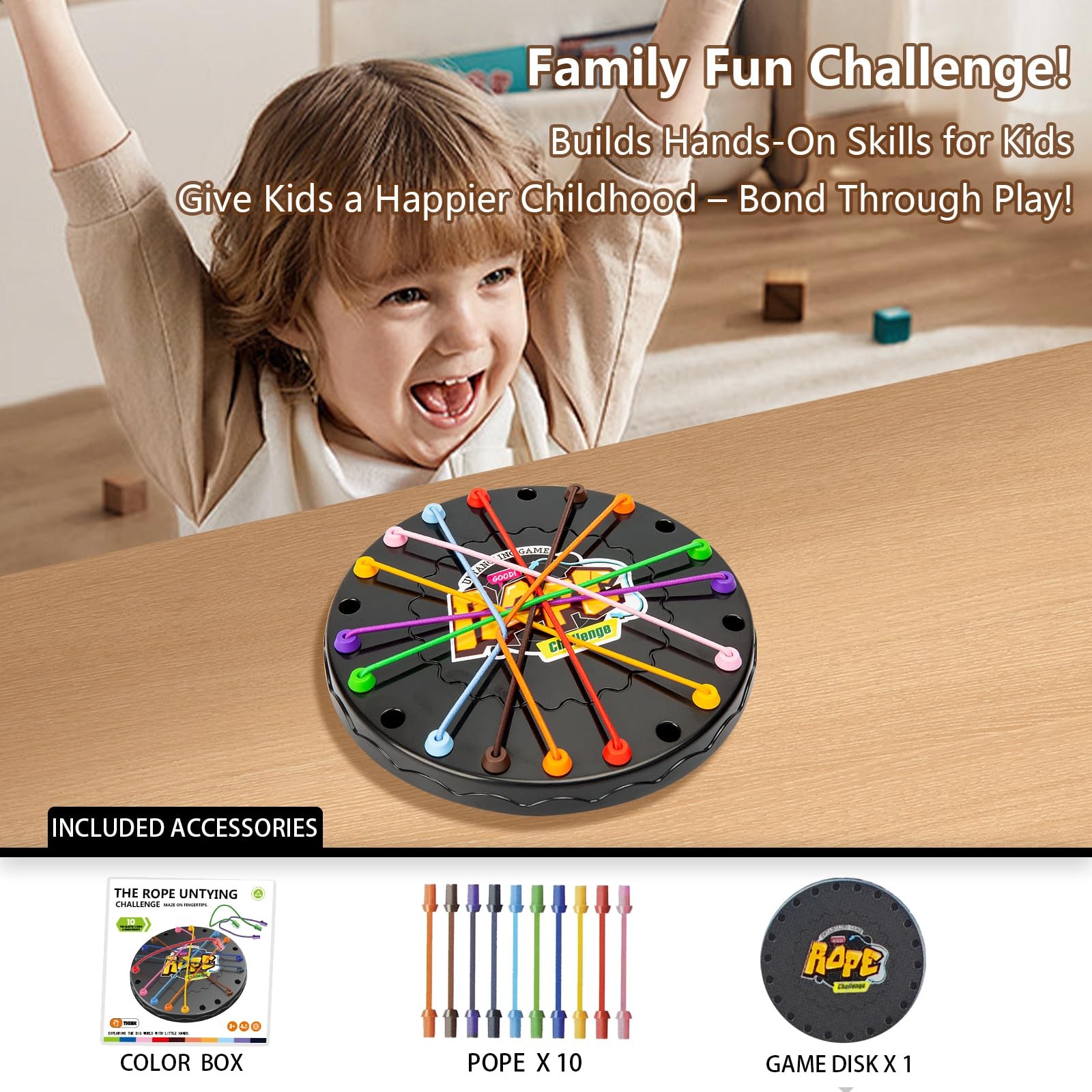 Rope Untangling Puzzle Game Travel Size Brain Teaser Family Party Game