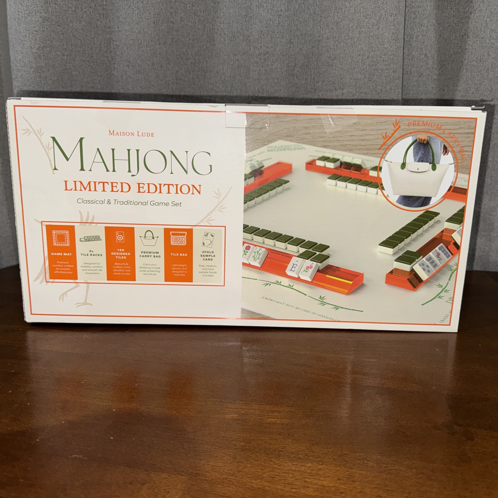 Maison Lude Mahjong Limited Edition 160 Tile Set Premium Mat, Leather Bag SEALED