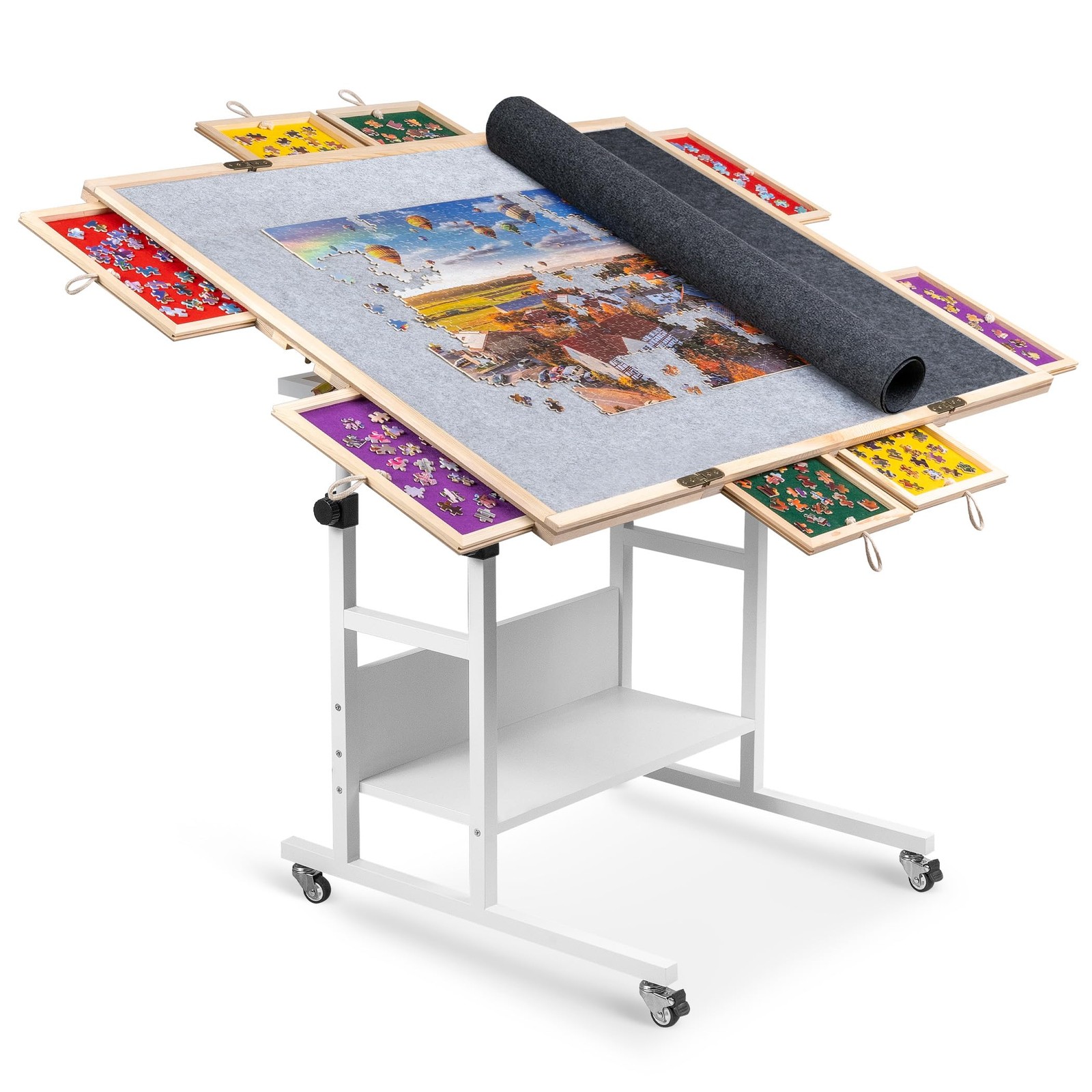 Puzzle Table Foldable 2000 Piece Tilting 8 Drawers Storage WGPTZ Becko Foldaway