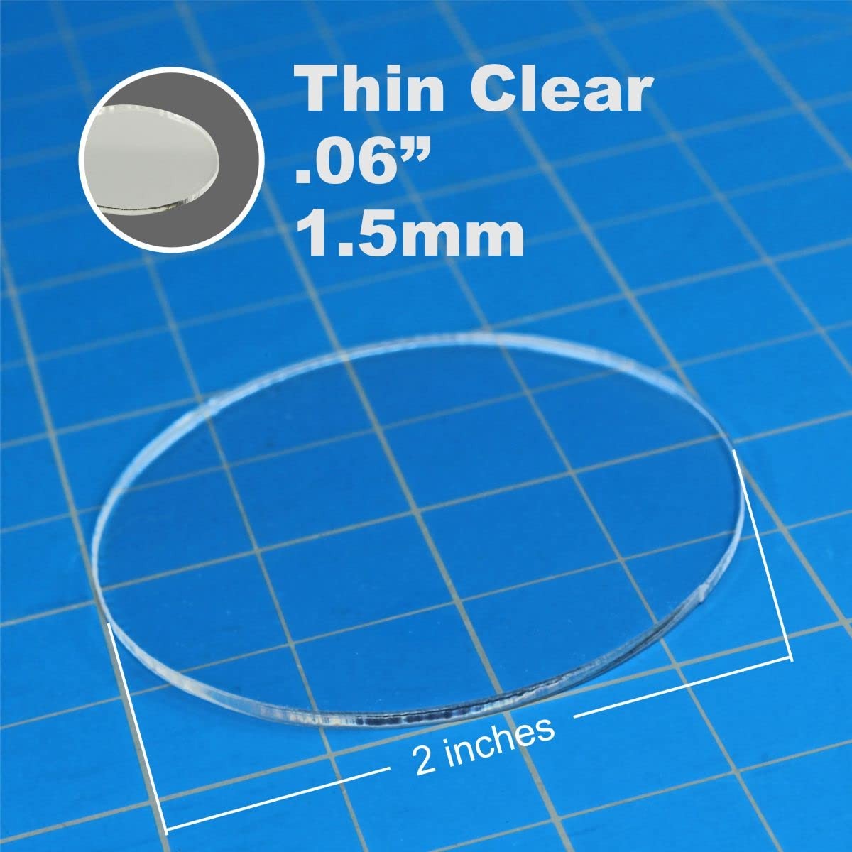 LITKO 2-Inch (50mm) Round Clear Acrylic Miniature Bases | 1.5mm Small,
