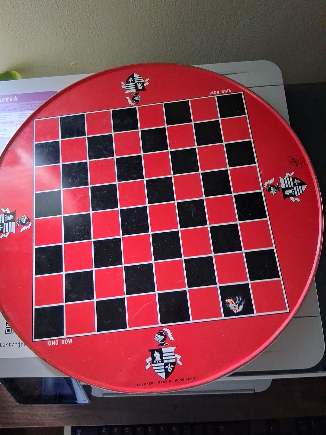 Ohio Art Chinese Checkers & Marbles Round Metal Board Tin Litho 12” HONG KONG
