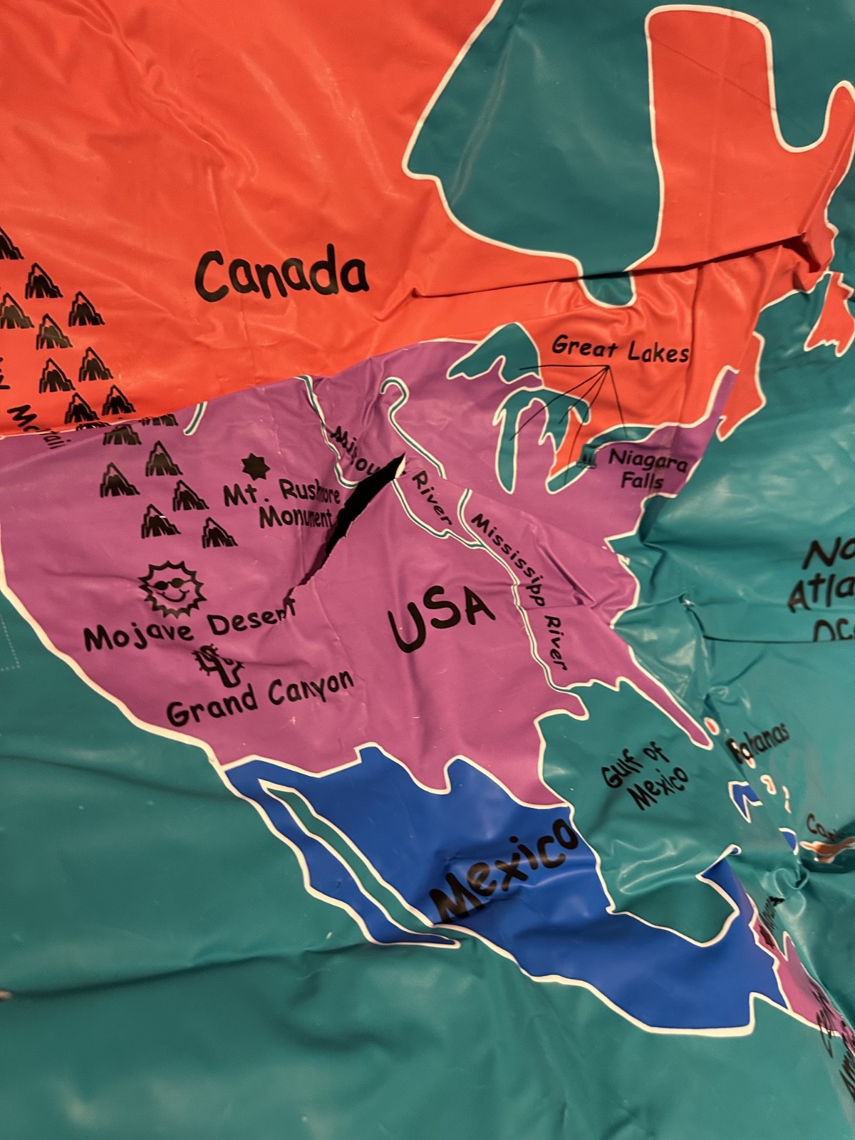 MAP TANGLE floor game World Edition kids learning geography 2003 huge vinyl mat
