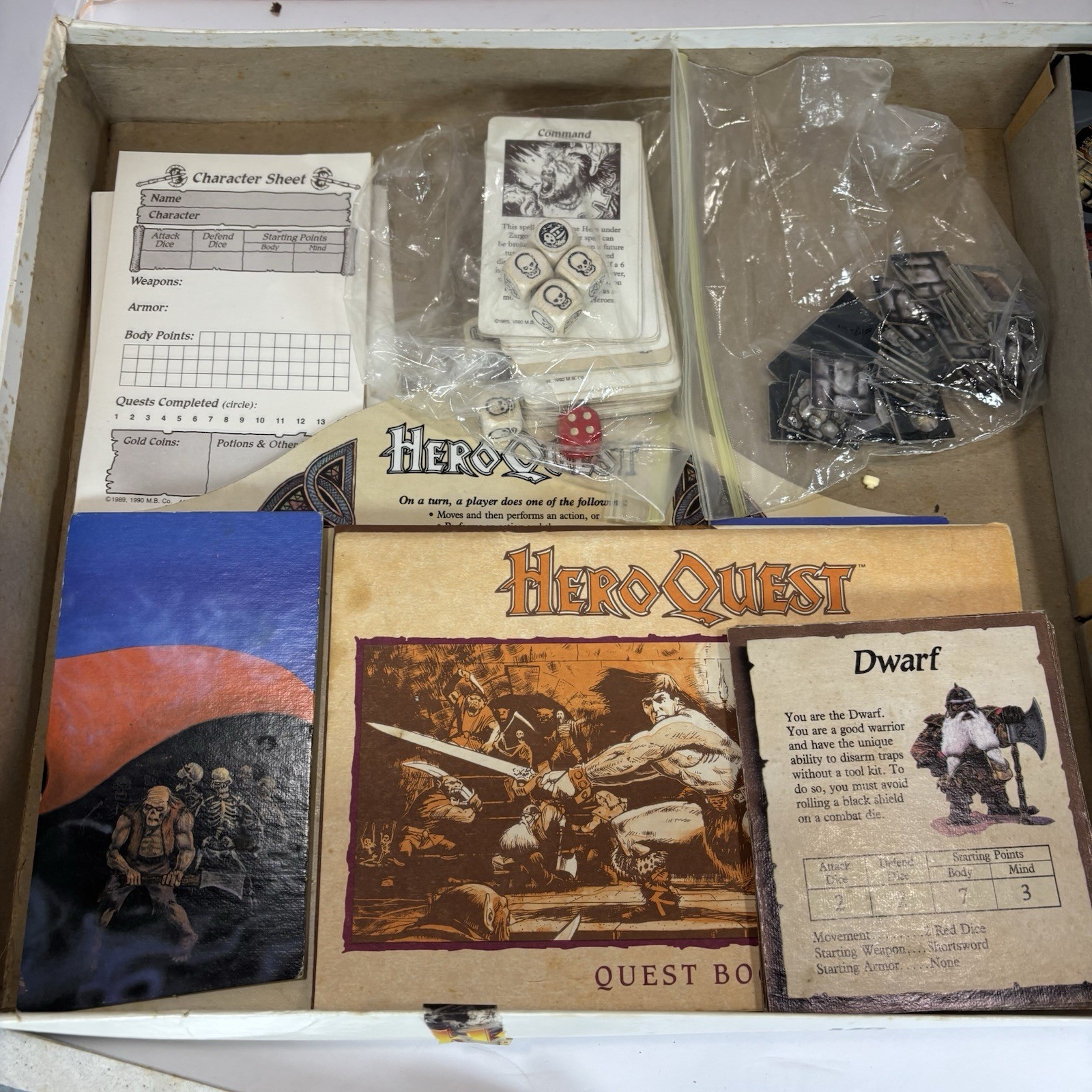 Hero Quest Board Game – 1989 Milton Bradley-Complete- Organized – Read