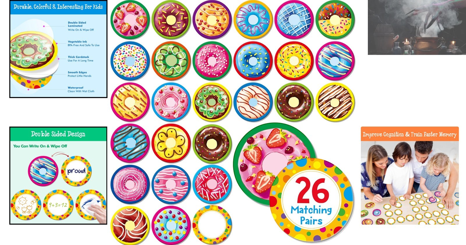 Interactive 52-Card Donut Matching Game for Ages 4-6, Perfect Group Activity