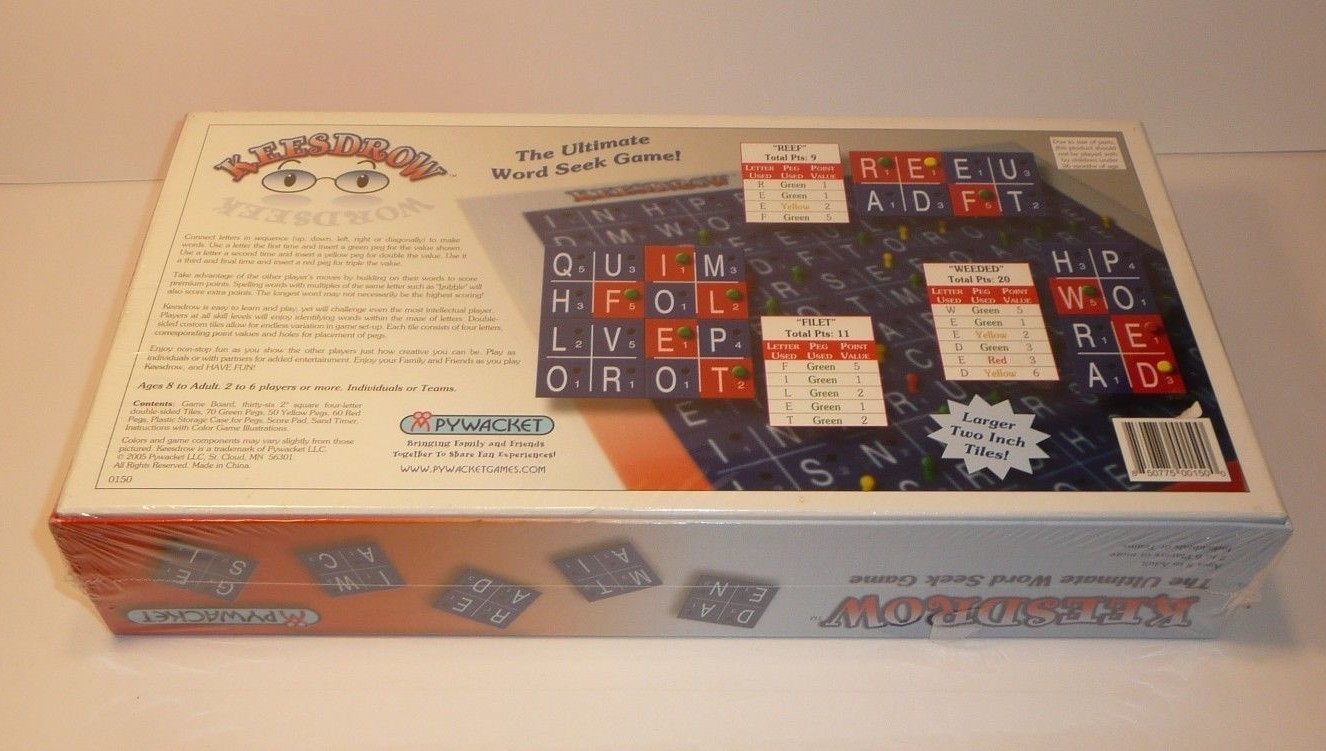 Keesdrow The Ultimate Word Seek Game Board Game Mensa Smart Play Toy Pywacket