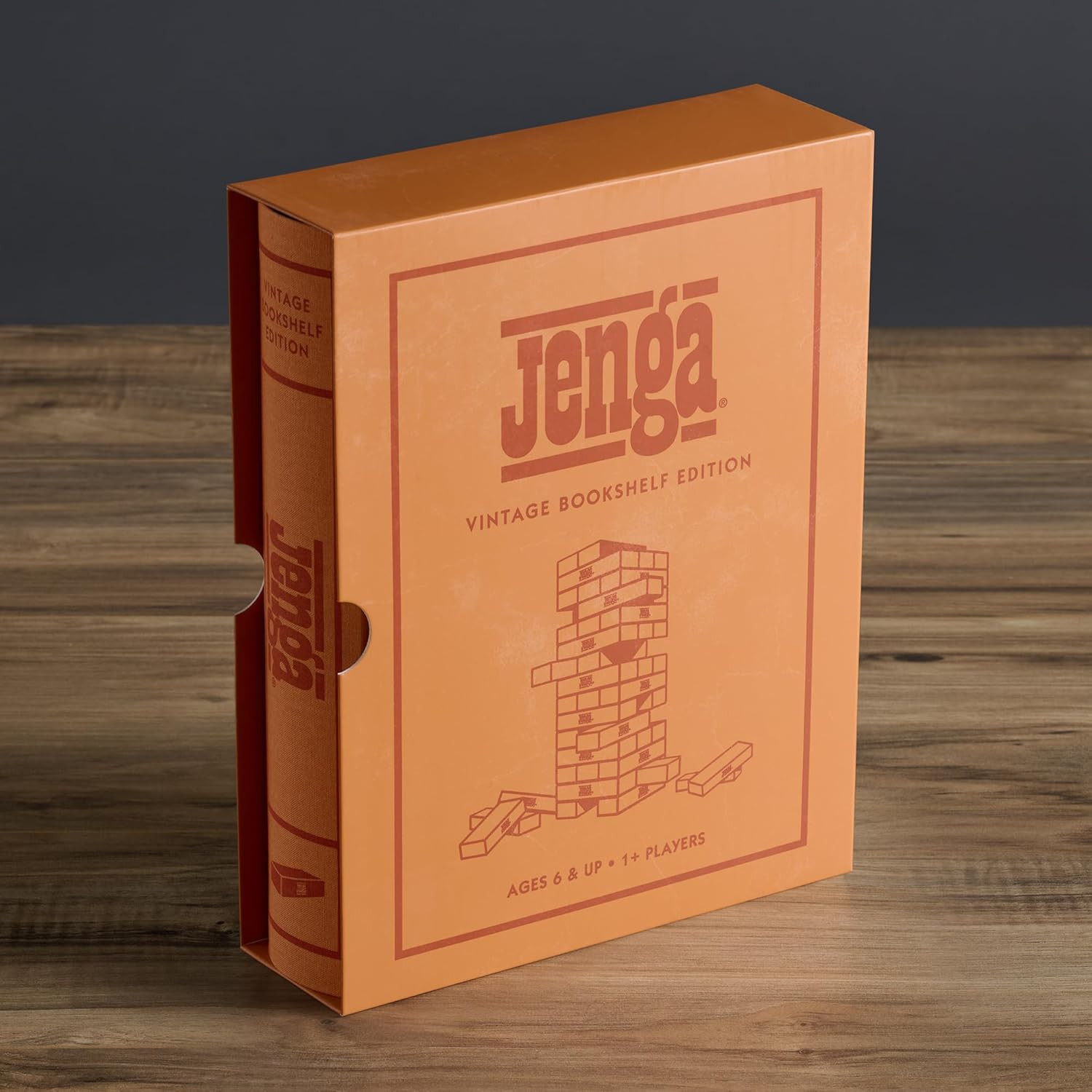 Vintage Jenga Bookshelf Edition: Classic Stacking Game for All Ages