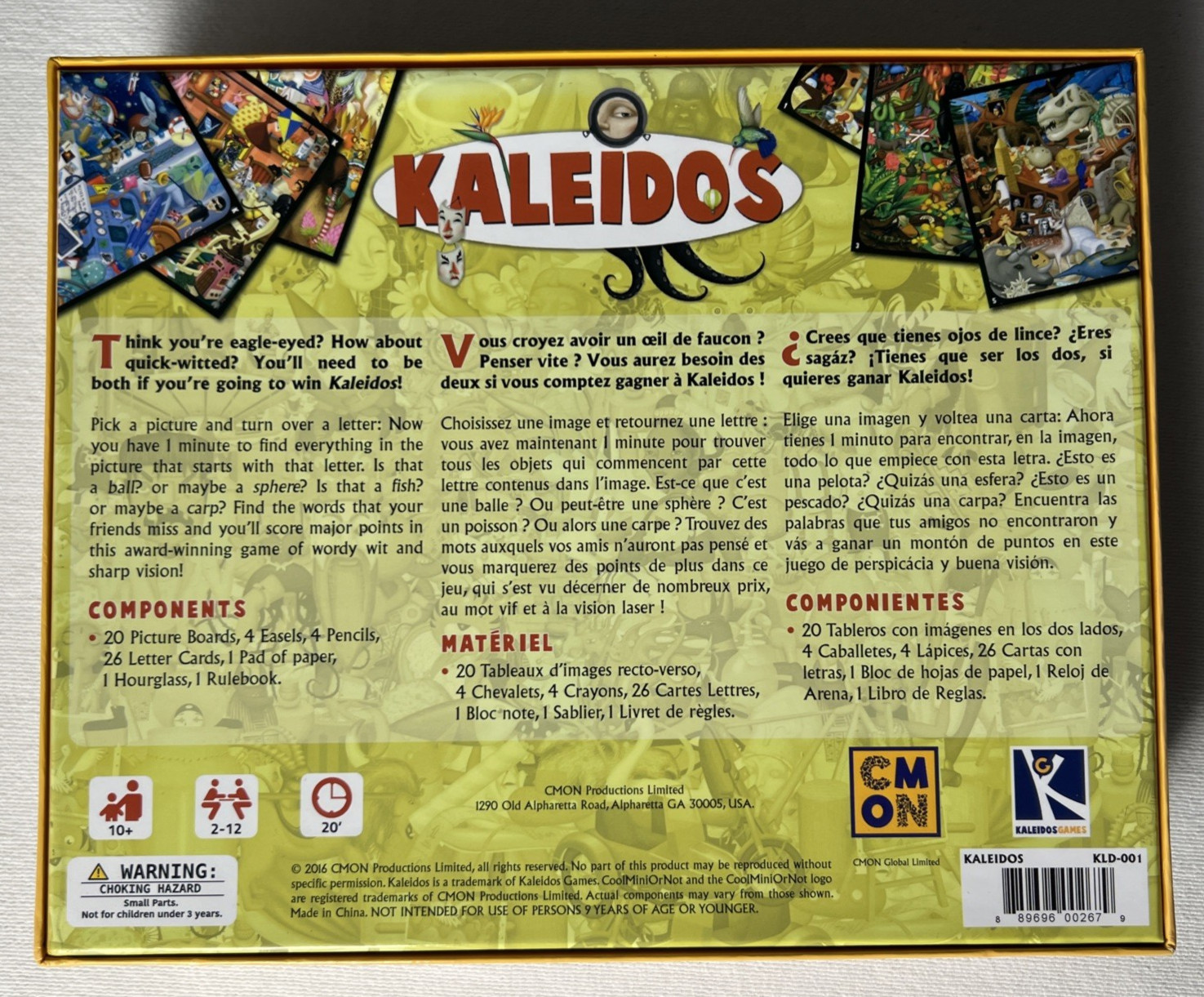 KALEIDOS: Italian Party Board Game 2016 by CMON, Art by Elena Prette, Ages 10+