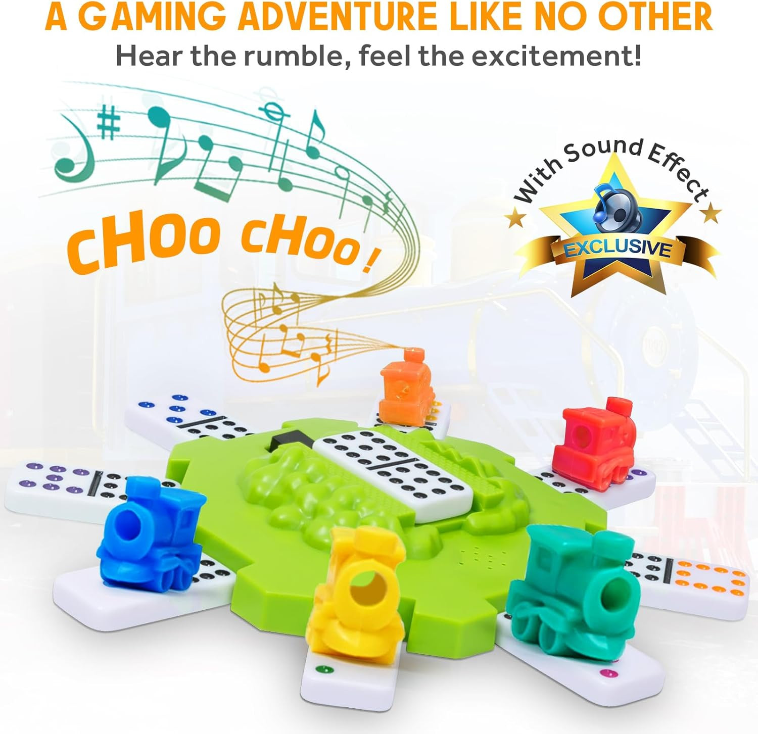 Mexican Train Dominoes Set with Sound Effects, Mexican Train Dominoes Game for T