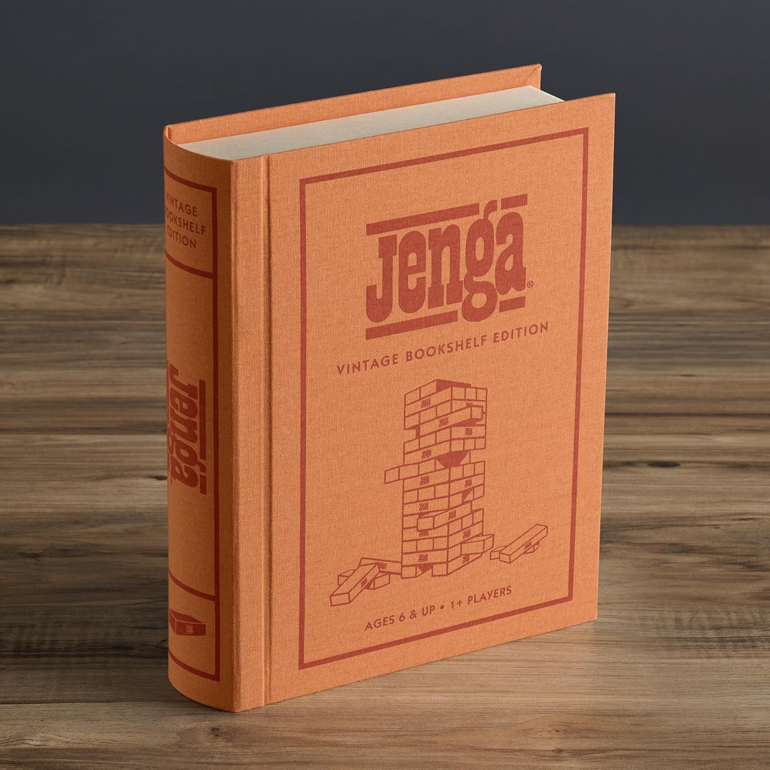 Vintage Jenga Bookshelf Edition: Classic Stacking Game for All Ages