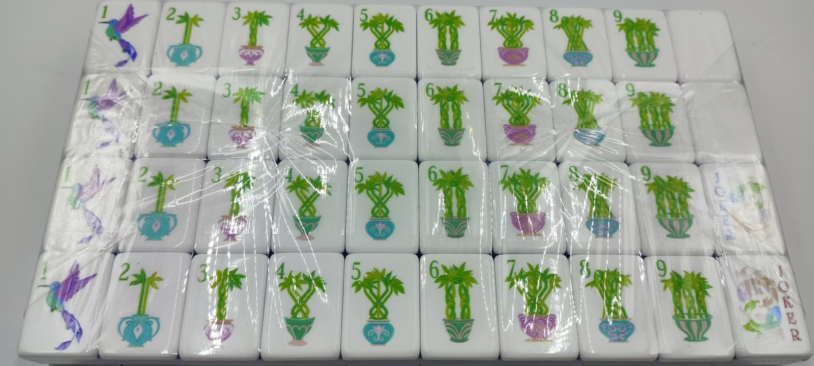 160 American Mahjong Tiles 4-Layer Acrylic Blue Theme Engraved Set/