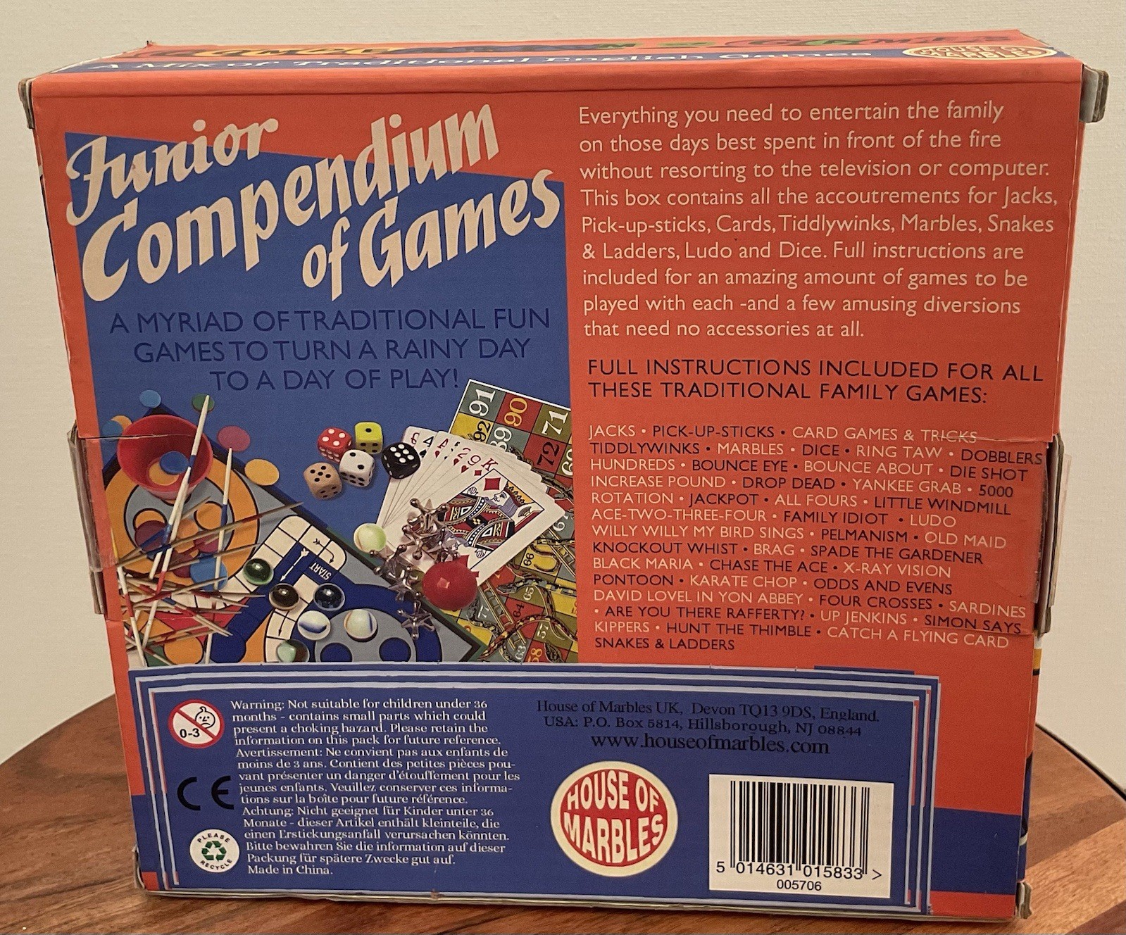 House of Marbles – Compendium Of Games New Open Box -Traditional Family Game Set