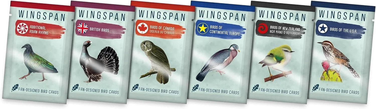 Wingspan – Fan Designed Bird Packs Display Box – 6 Packs [Board Game, 1-5 Player