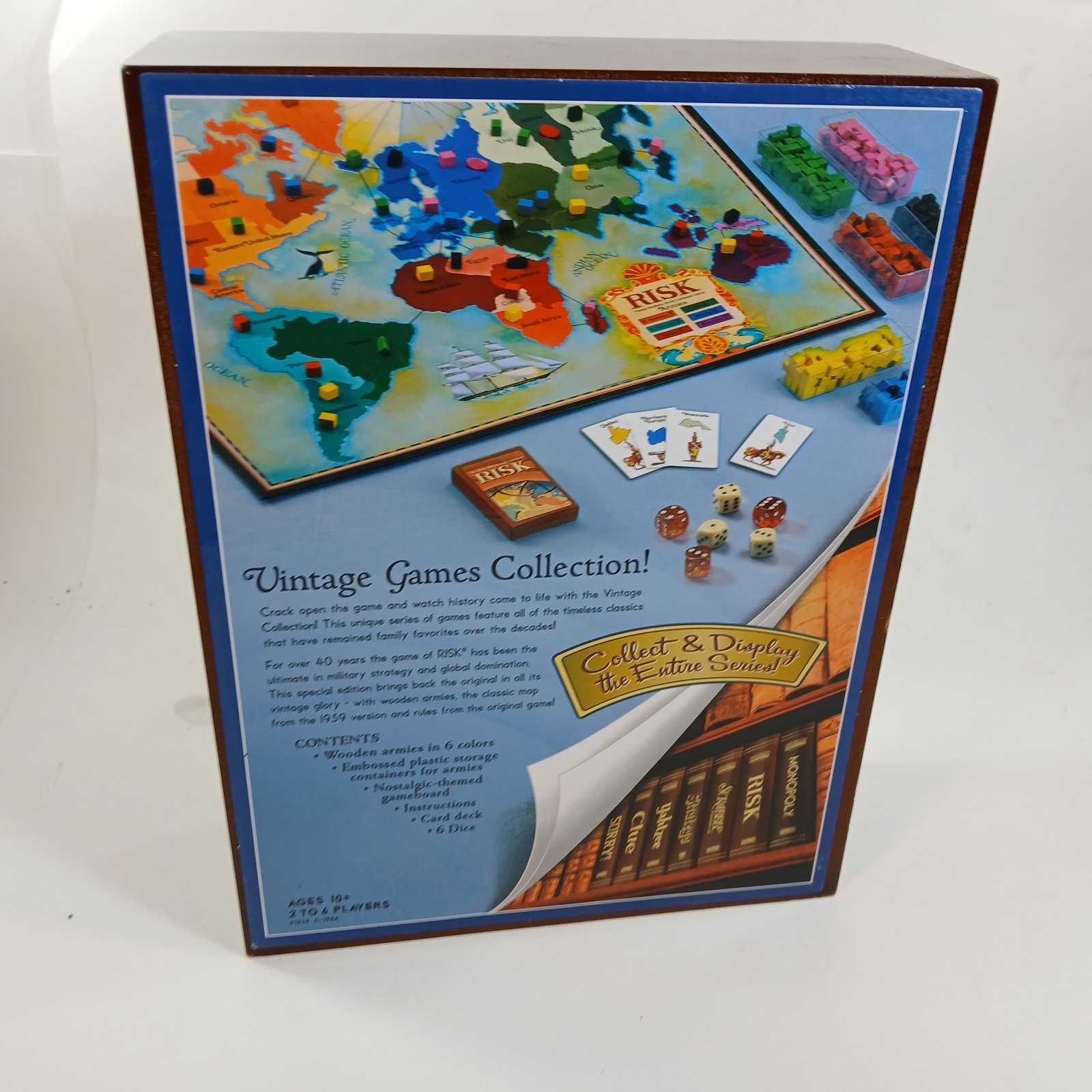 RISK Vintage Game Collection Bookshelf Box Wooden Case Strategy Parker Brothers
