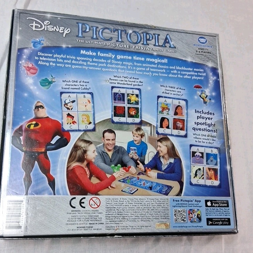 PICTOPIA Disney Edition Picture Trivia Betting Bluffing Family Board Game