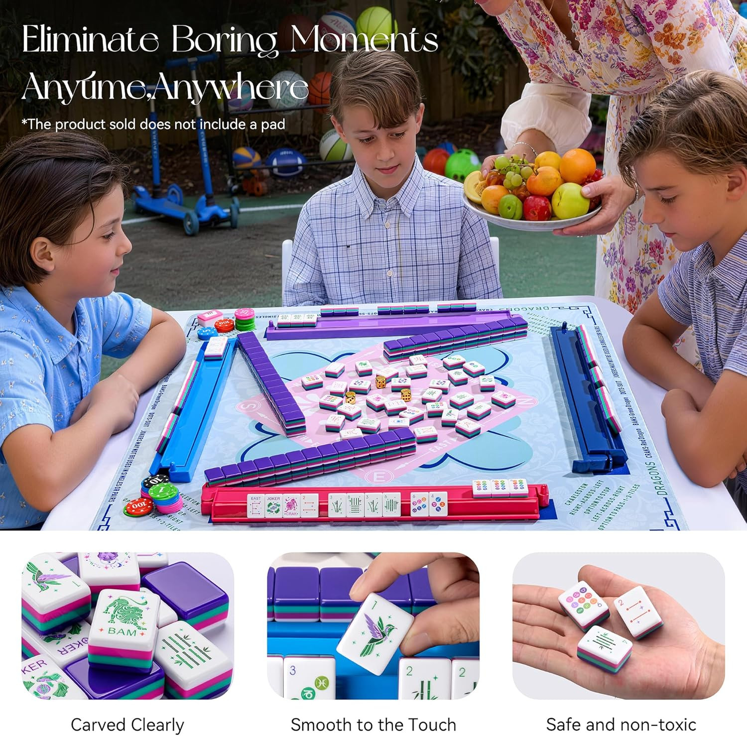 American Mahjong Tile Set – 160 Acrylic Tiles with 4 All-In-One Mahjong Tile Rac