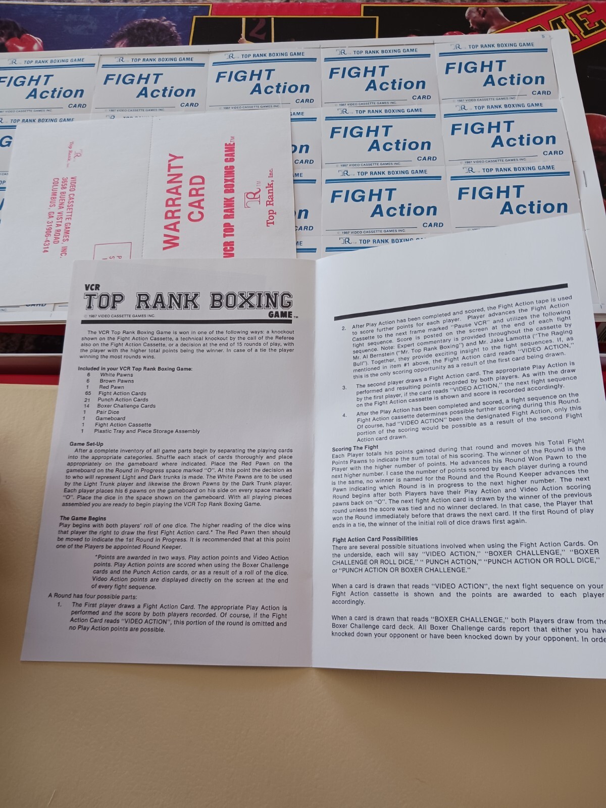 Video Cassette Games Boardgame VCR Top Rank Boxing Open But Unpunched.