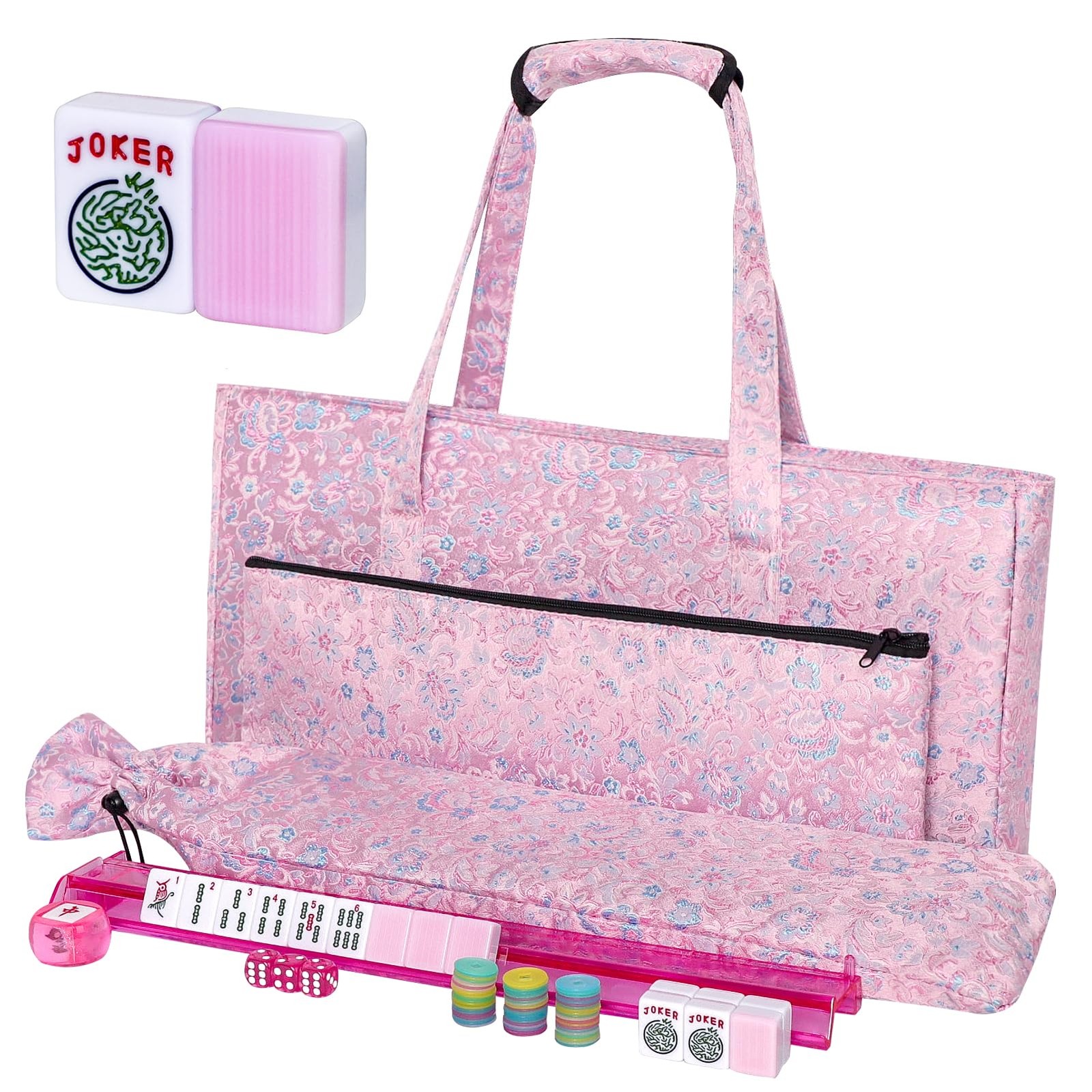 TIASUSAN American Mahjong Game Set, 166 18 inches x 5 x 3 inches, Pink