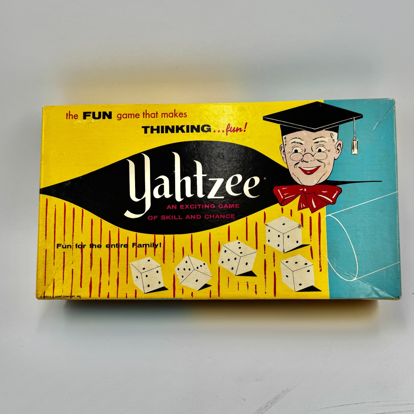 Vintage Yahtzee 1956 Complete Game in Original Box E.S Lowe Co. – Excellent