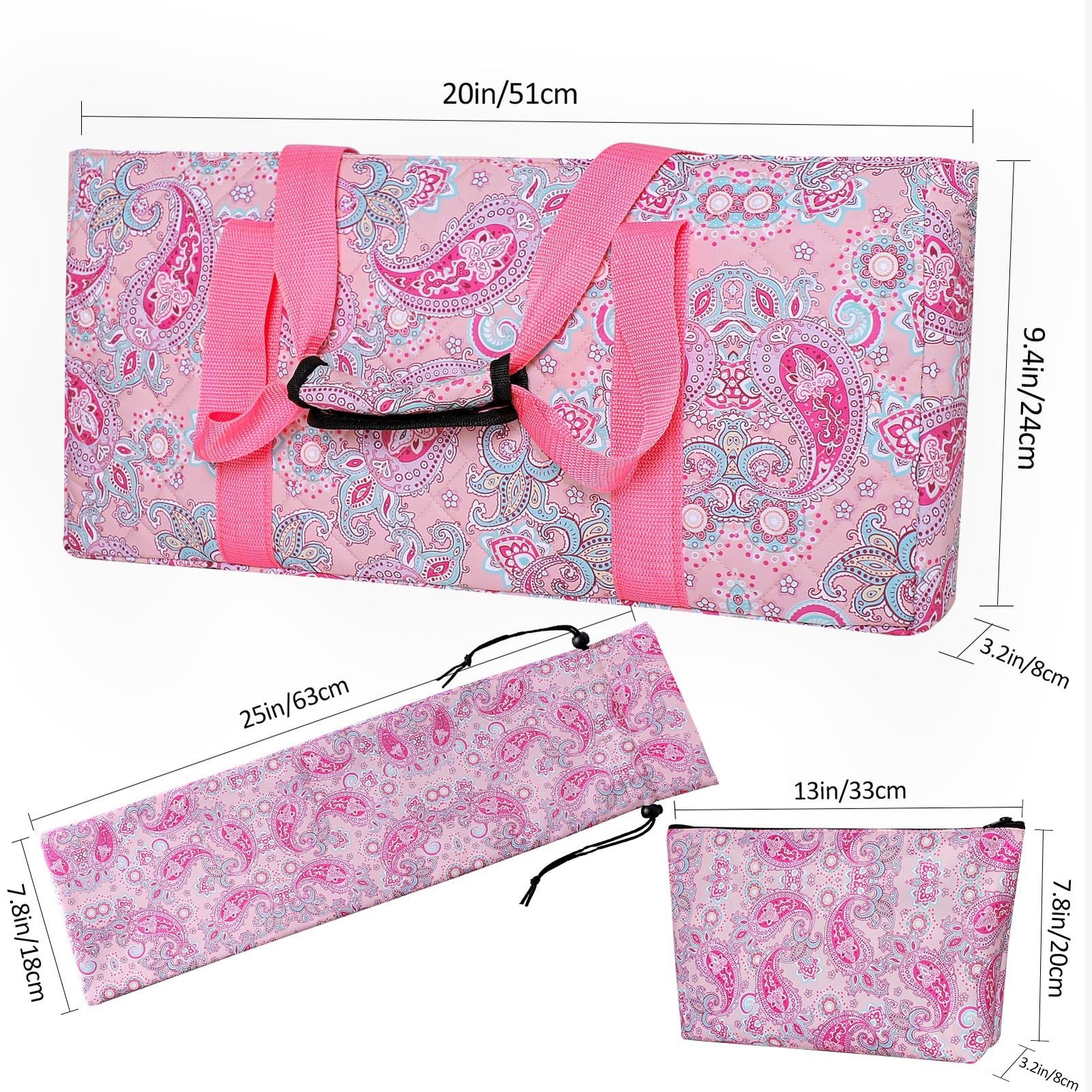 Empty Mahjong Bag,Thickened Pink Printed American Mahjong Game Set, Tiles Bag…