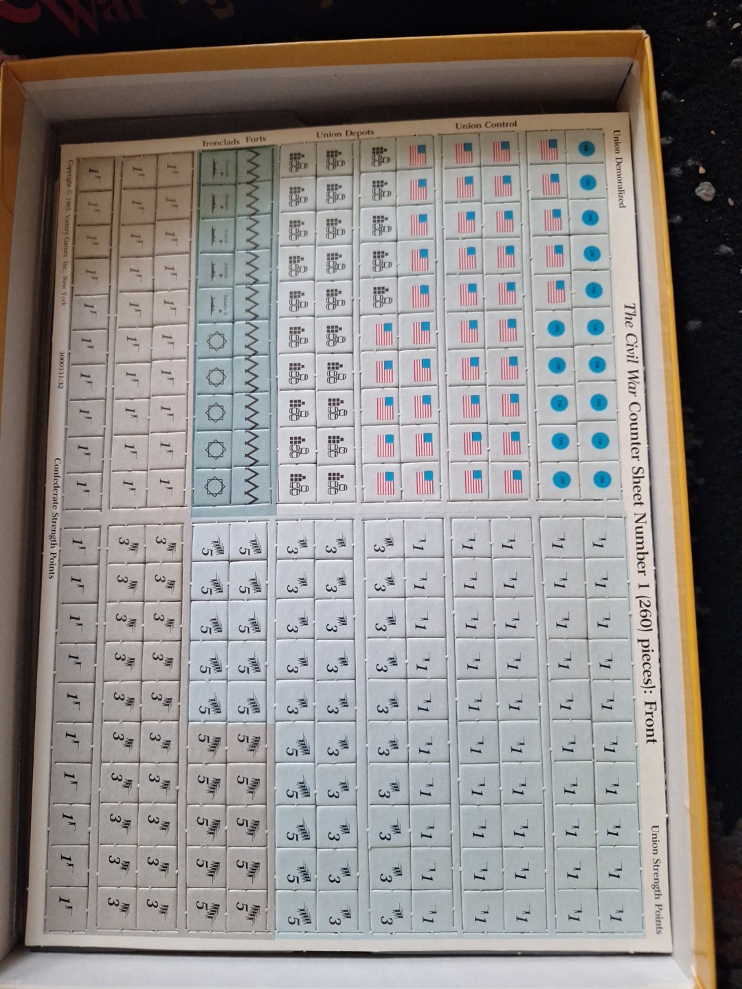 Vintage The Civil War 1861-1865 Victory Games Board Game Complete Partially Punc