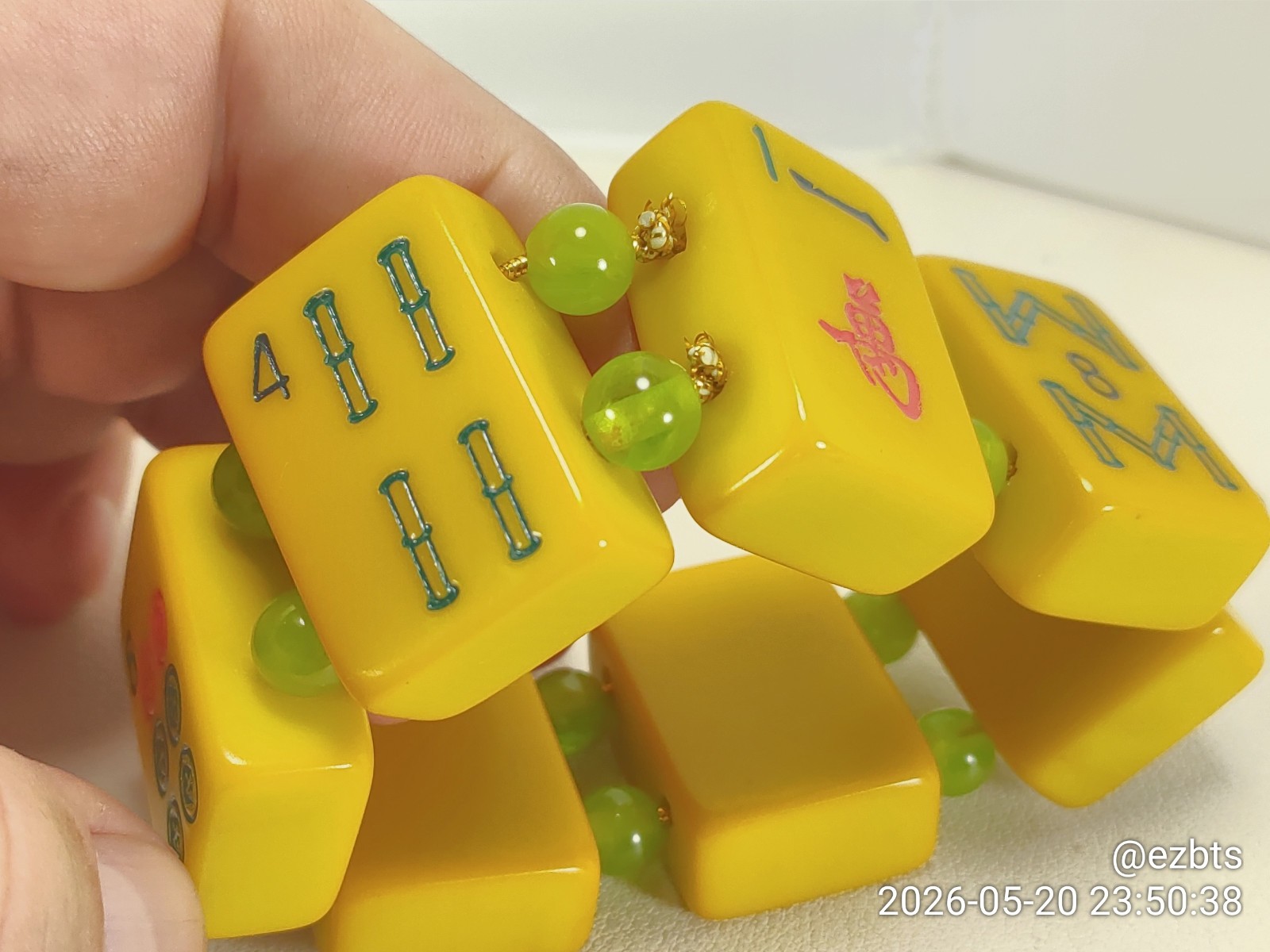 Green Glow ALL Bakelite Catalin MahJong Mah Jongg tiles Champion Bracelet