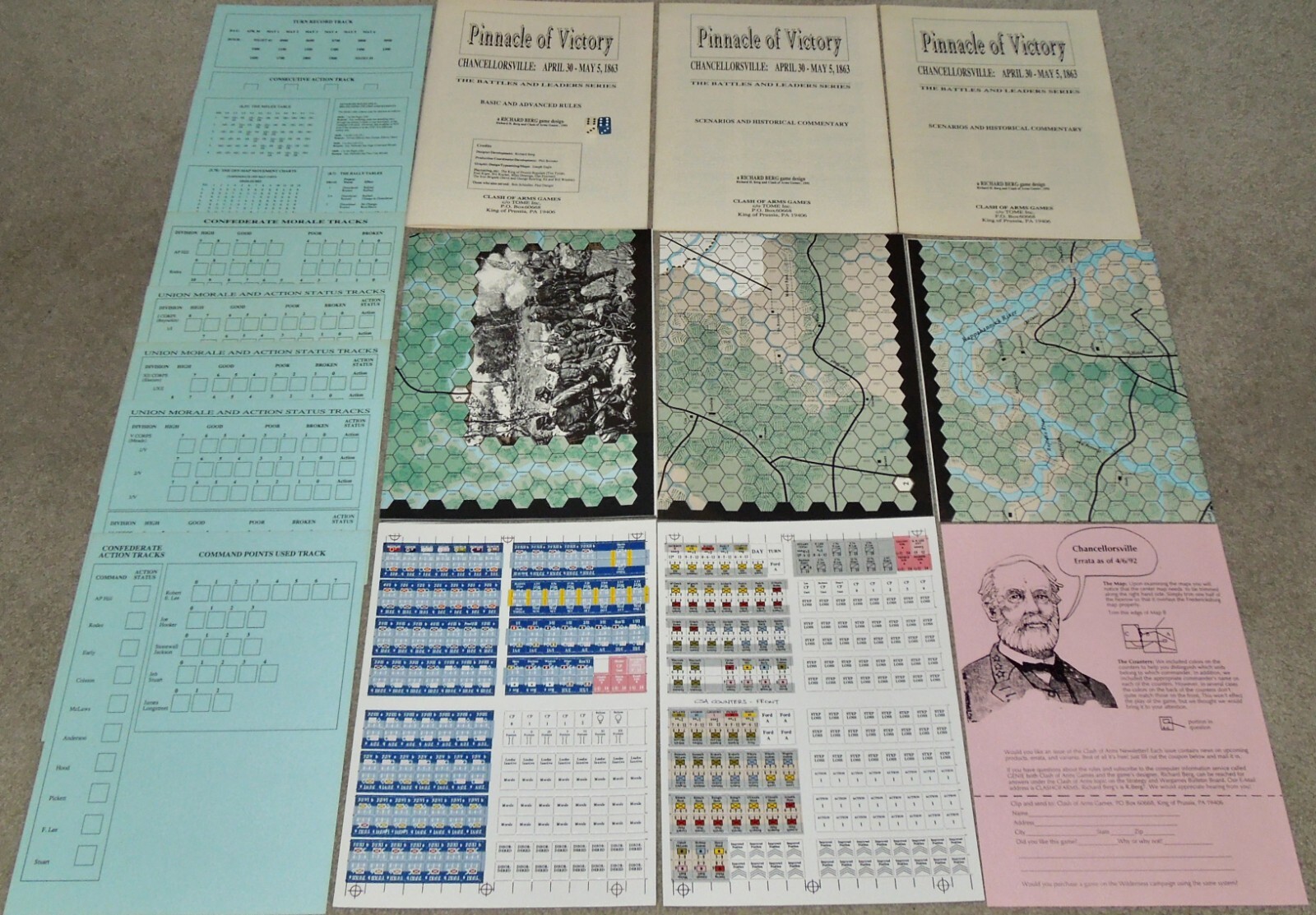 1992 Clash of Arms Games Chancellorsville: Pinnacle of Victory, ACW Game Unpunch